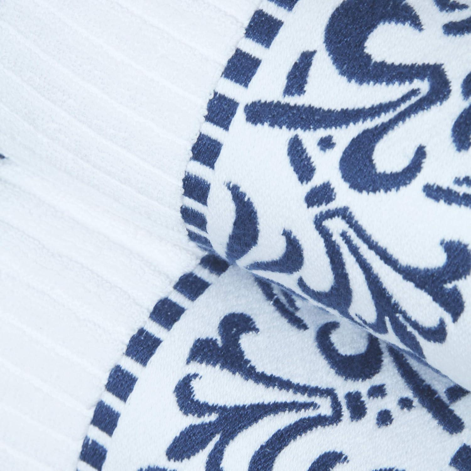 imageSuperior 6Piece Cotton Towel Set Decorative Greek Pattern Home Essentials Absorbent Towels Bathroom Decor Spa Resort Includes 2 Hand 2 Face and 2 Bath Towels Athens Collection GreyNavy Blue