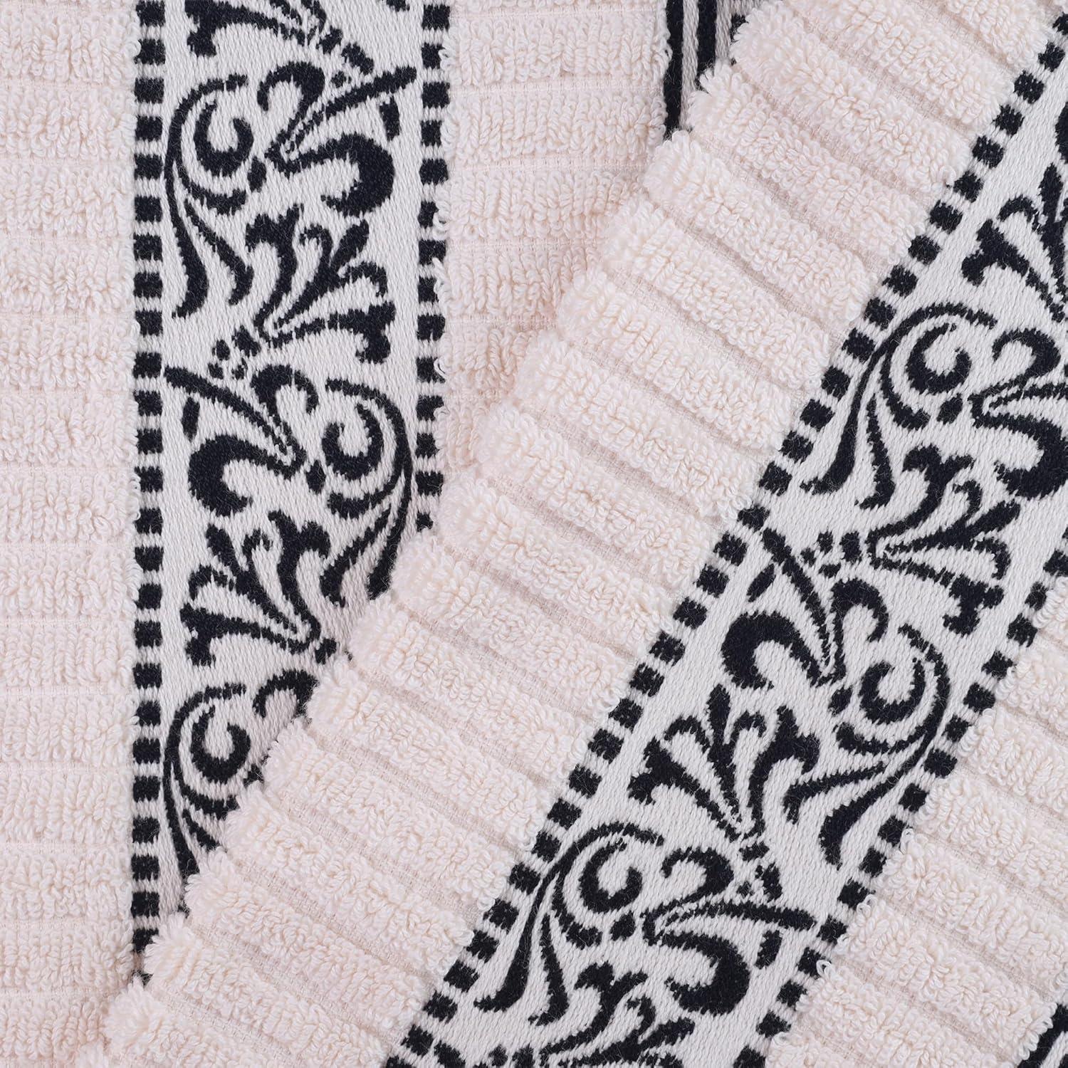 imageSuperior 6Piece Cotton Towel Set Decorative Greek Pattern Home Essentials Absorbent Towels Bathroom Decor Spa Resort Includes 2 Hand 2 Face and 2 Bath Towels Athens Collection GreyIvoryblack