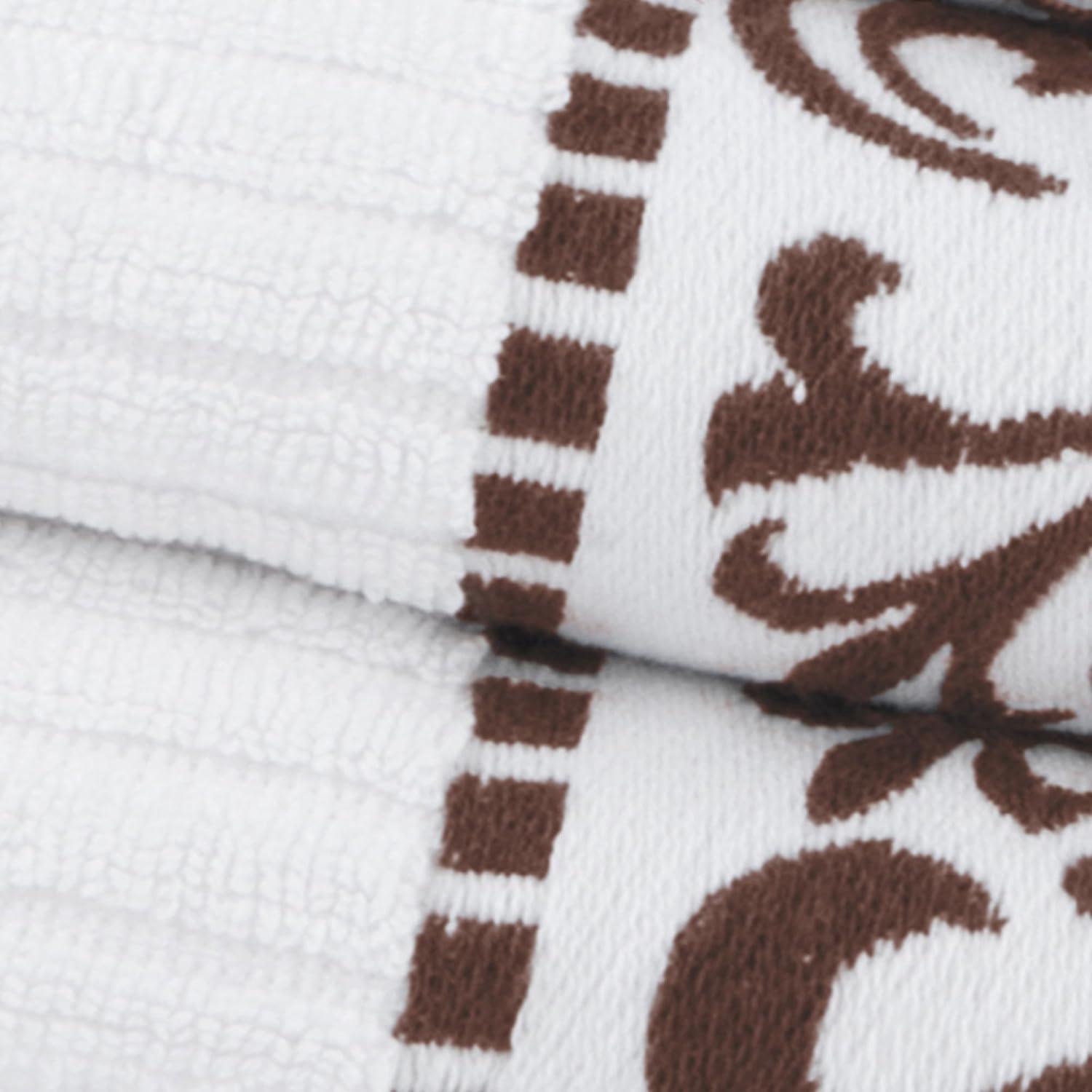 imageSuperior 6Piece Cotton Towel Set Decorative Greek Pattern Home Essentials Absorbent Towels Bathroom Decor Spa Resort Includes 2 Hand 2 Face and 2 Bath Towels Athens Collection GreyChocolate