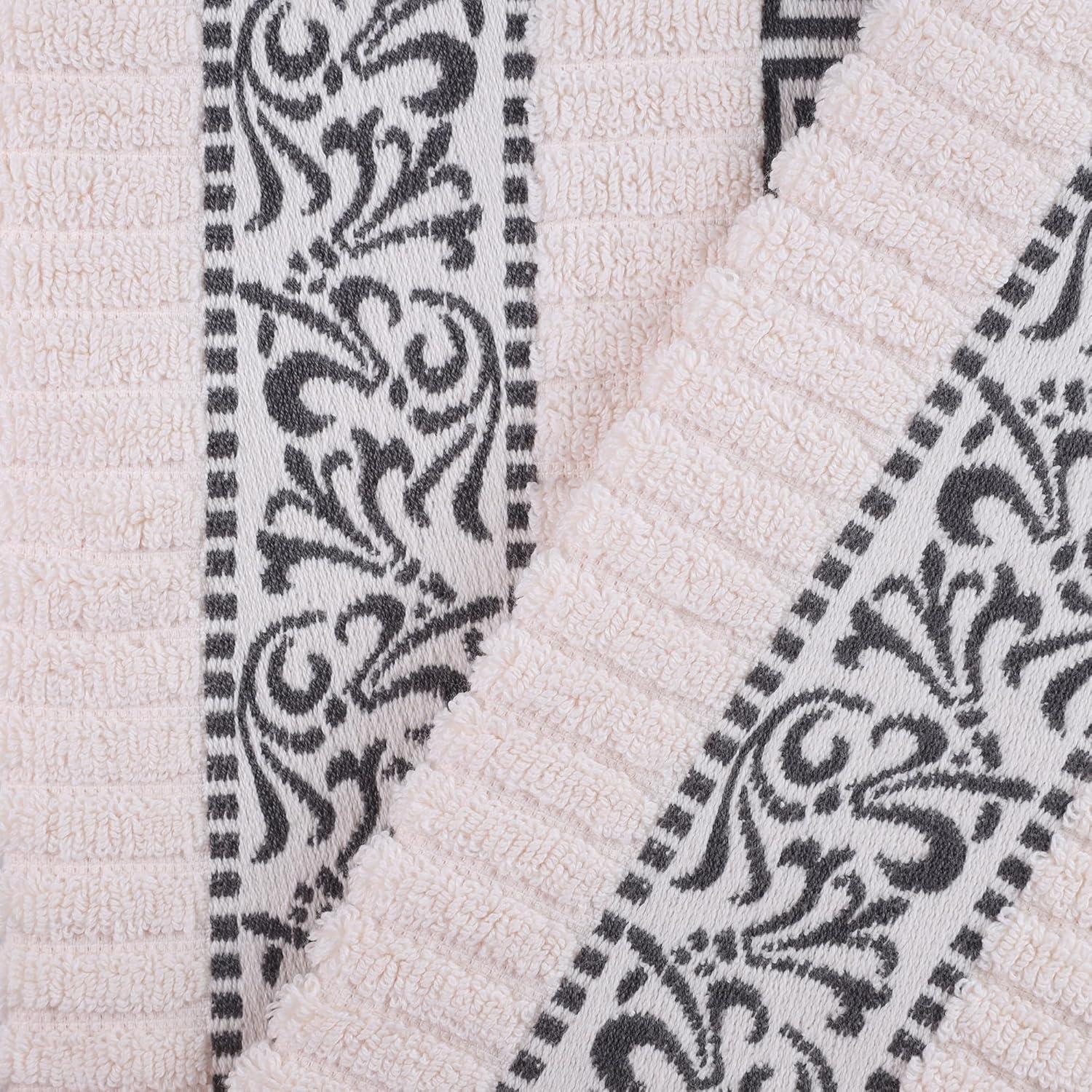 imageSuperior 6Piece Cotton Towel Set Decorative Greek Pattern Home Essentials Absorbent Towels Bathroom Decor Spa Resort Includes 2 Hand 2 Face and 2 Bath Towels Athens Collection GreyIvorygrey