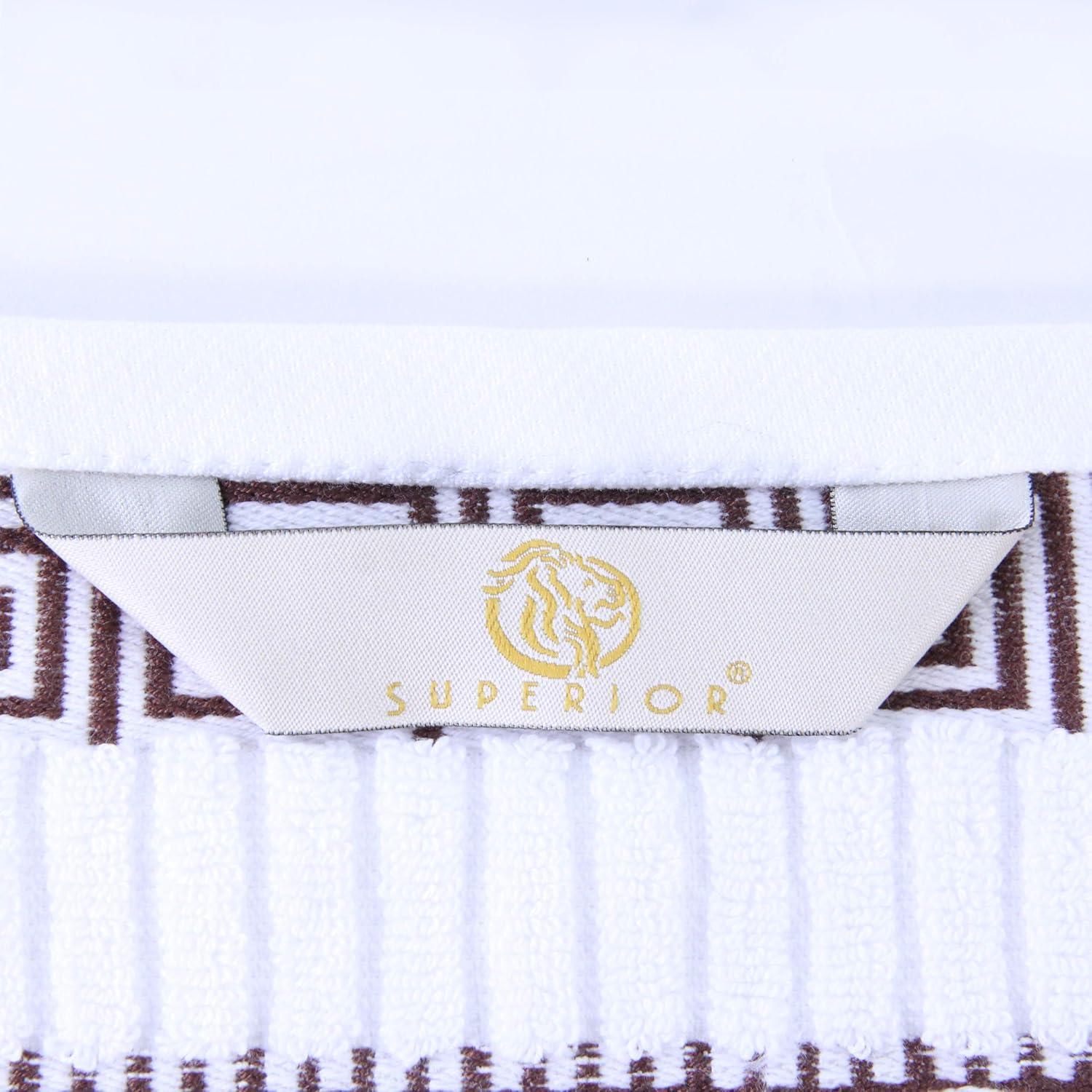 imageSuperior 6Piece Cotton Towel Set Decorative Greek Pattern Home Essentials Absorbent Towels Bathroom Decor Spa Resort Includes 2 Hand 2 Face and 2 Bath Towels Athens Collection GreyChocolate