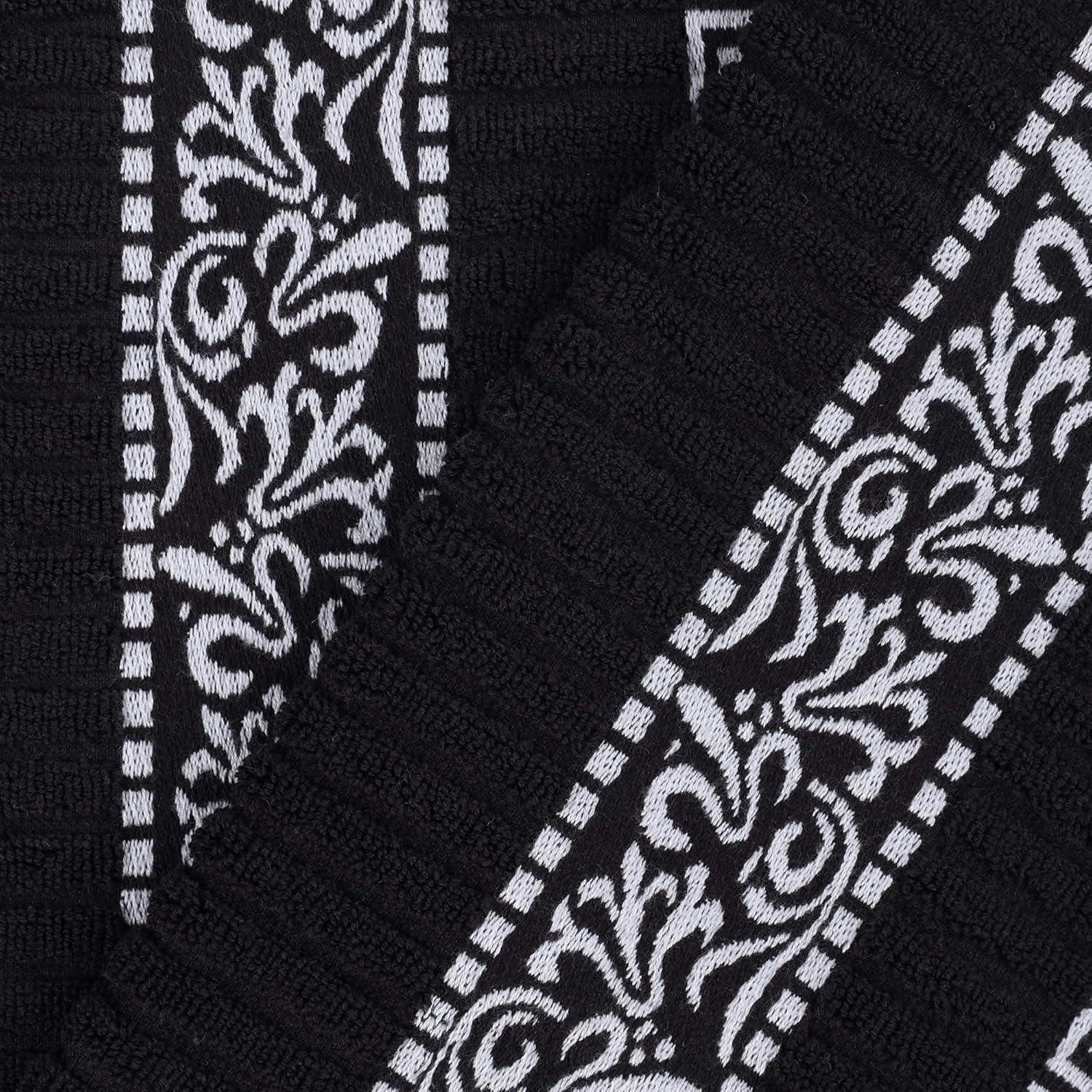 imageSuperior 6Piece Cotton Towel Set Decorative Greek Pattern Home Essentials Absorbent Towels Bathroom Decor Spa Resort Includes 2 Hand 2 Face and 2 Bath Towels Athens Collection GreyBlackwhite
