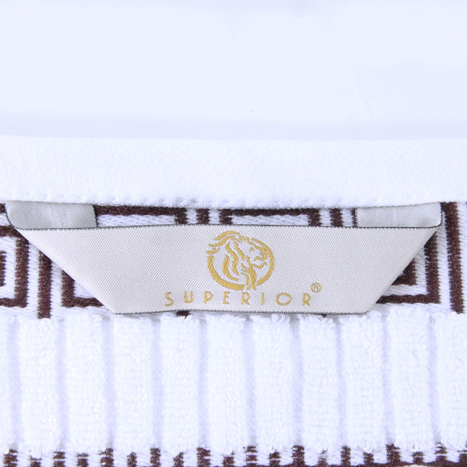 imageSuperior 6Piece Cotton Towel Set Decorative Greek Pattern Home Essentials Absorbent Towels Bathroom Decor Spa Resort Includes 2 Hand 2 Face and 2 Bath Towels Athens Collection GreyChocolate