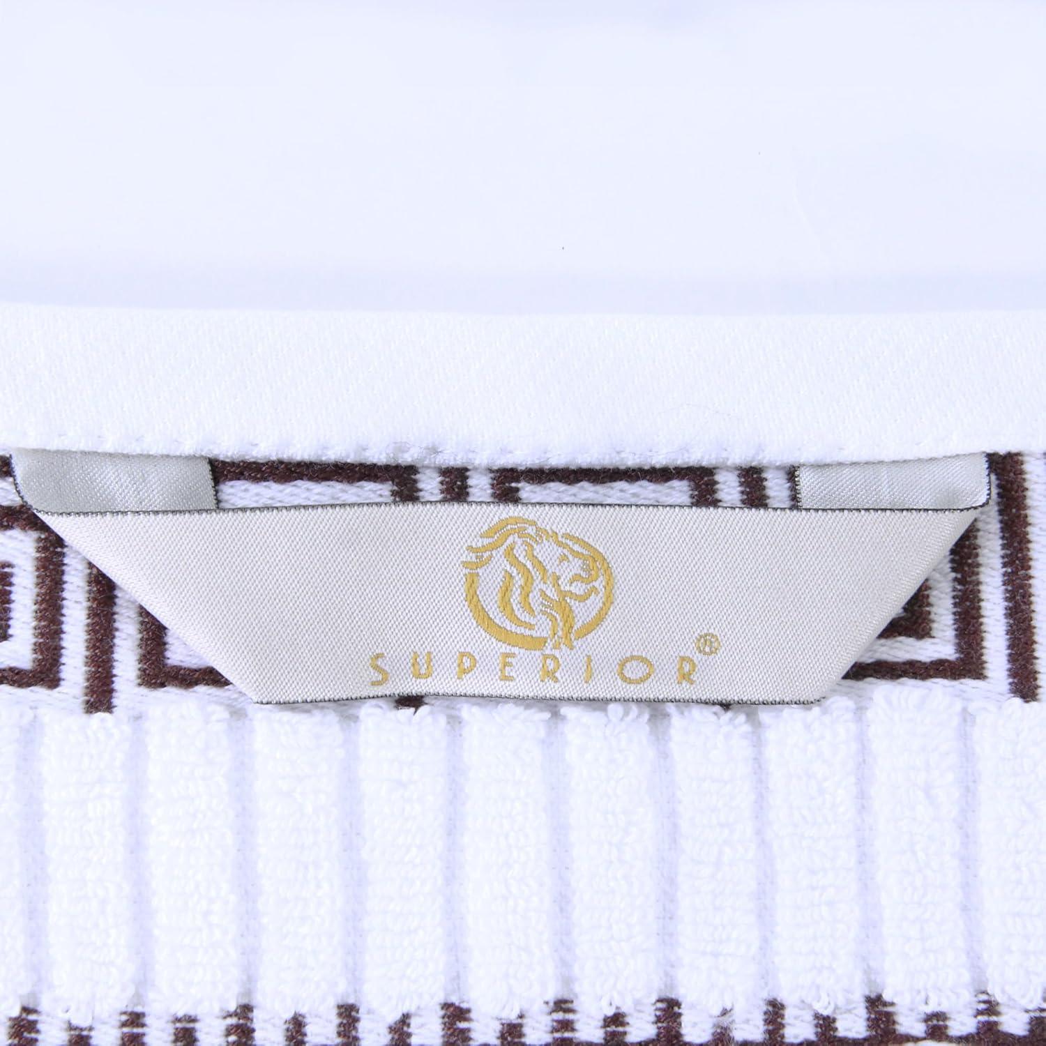 imageSuperior 6Piece Cotton Towel Set Decorative Greek Pattern Home Essentials Absorbent Towels Bathroom Decor Spa Resort Includes 2 Hand 2 Face and 2 Bath Towels Athens Collection GreyChocolate