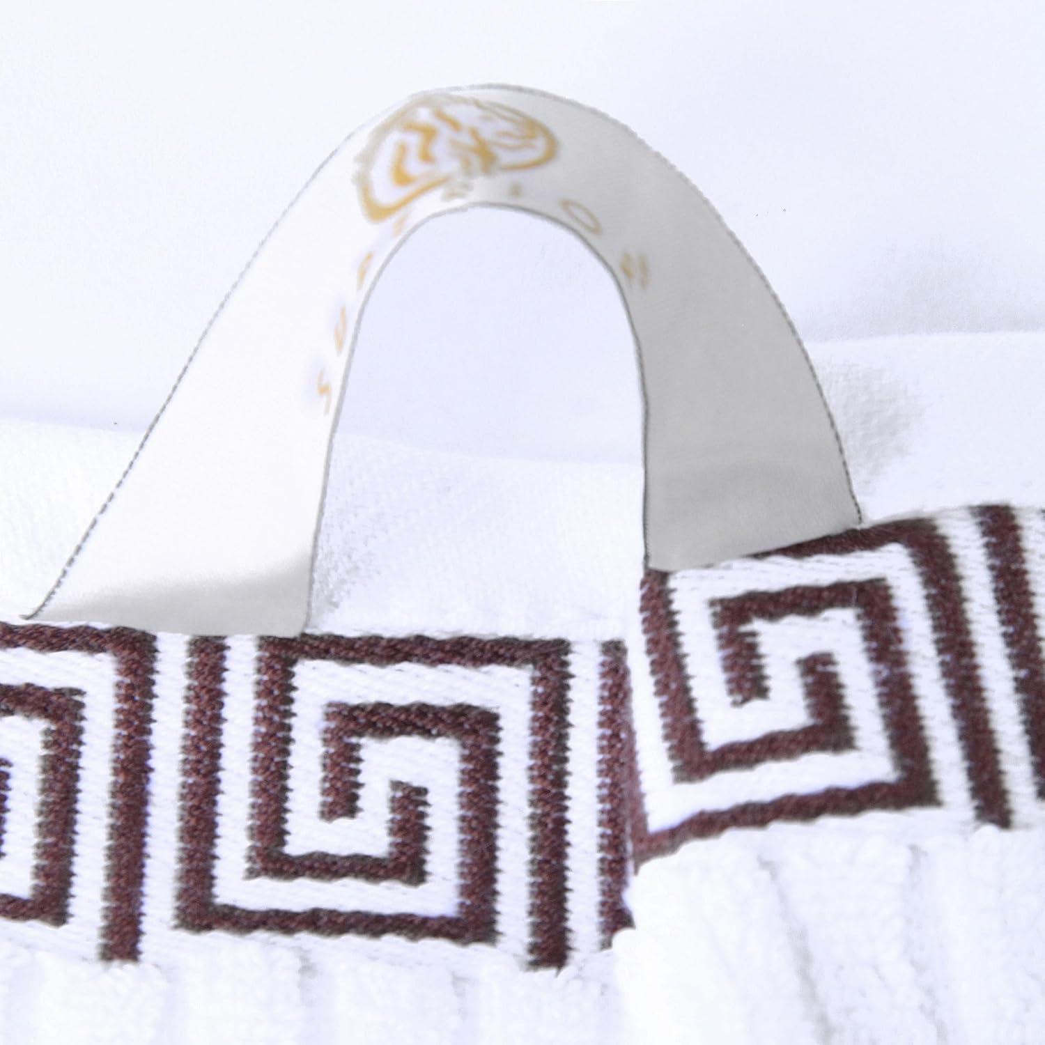 imageSuperior 6Piece Cotton Towel Set Decorative Greek Pattern Home Essentials Absorbent Towels Bathroom Decor Spa Resort Includes 2 Hand 2 Face and 2 Bath Towels Athens Collection GreyChocolate