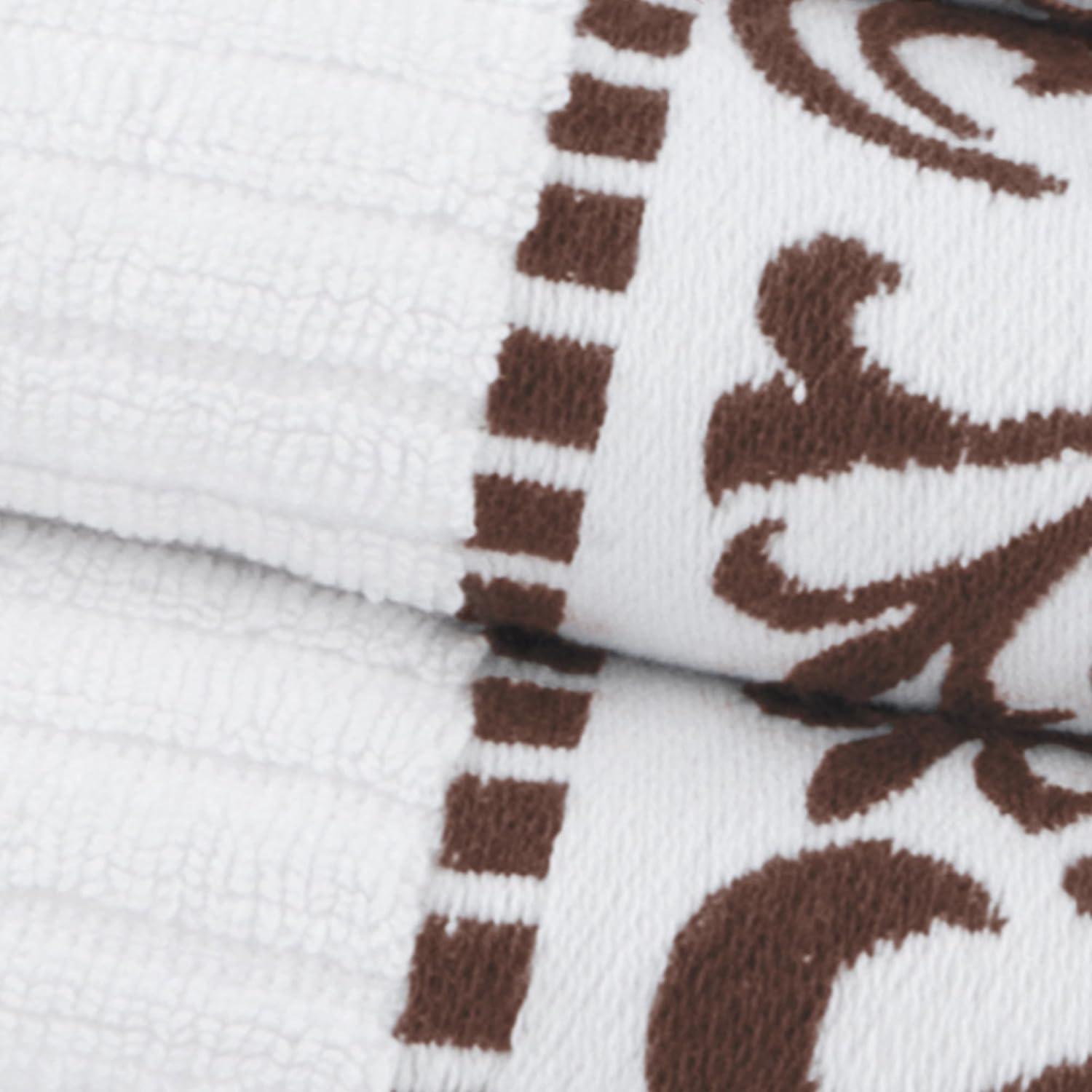 imageSuperior 6Piece Cotton Towel Set Decorative Greek Pattern Home Essentials Absorbent Towels Bathroom Decor Spa Resort Includes 2 Hand 2 Face and 2 Bath Towels Athens Collection GreyChocolate