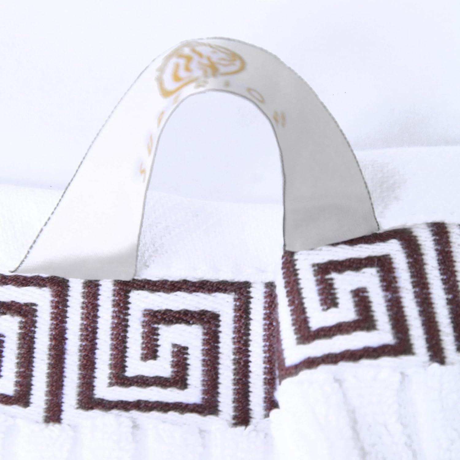 imageSuperior 6Piece Cotton Towel Set Decorative Greek Pattern Home Essentials Absorbent Towels Bathroom Decor Spa Resort Includes 2 Hand 2 Face and 2 Bath Towels Athens Collection GreyChocolate