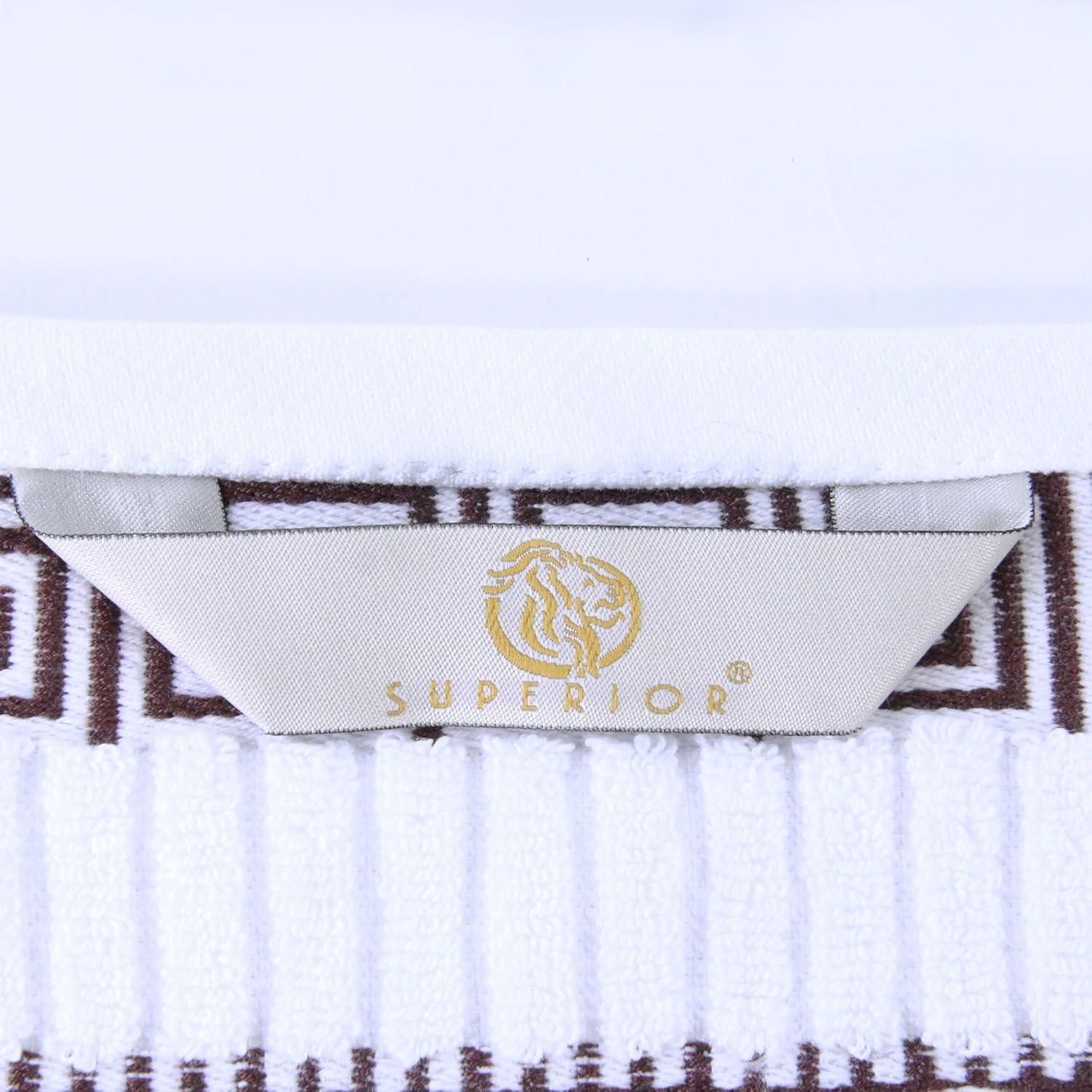 imageSuperior 6Piece Cotton Towel Set Decorative Greek Pattern Home Essentials Absorbent Towels Bathroom Decor Spa Resort Includes 2 Hand 2 Face and 2 Bath Towels Athens Collection GreyChocolate