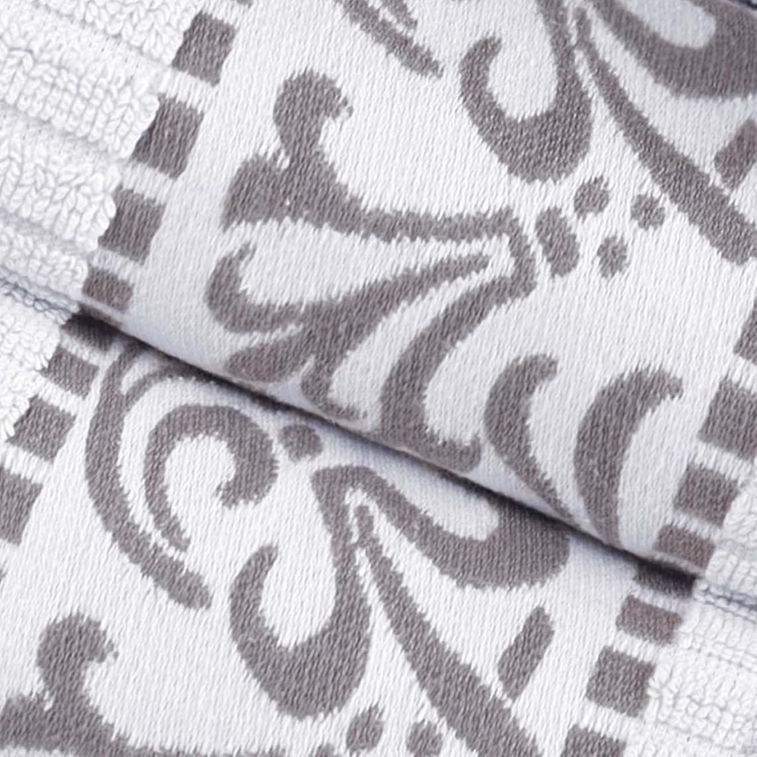 imageSuperior 6Piece Cotton Towel Set Decorative Greek Pattern Home Essentials Absorbent Towels Bathroom Decor Spa Resort Includes 2 Hand 2 Face and 2 Bath Towels Athens Collection GreyChrome