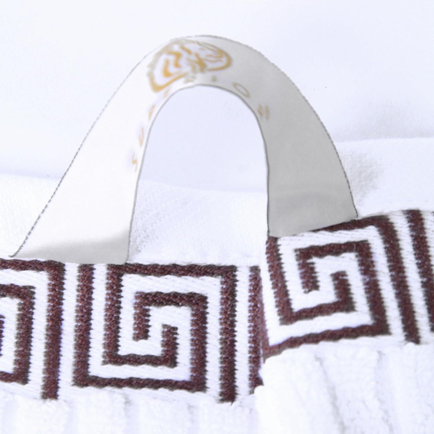 imageSuperior 6Piece Cotton Towel Set Decorative Greek Pattern Home Essentials Absorbent Towels Bathroom Decor Spa Resort Includes 2 Hand 2 Face and 2 Bath Towels Athens Collection GreyChocolate