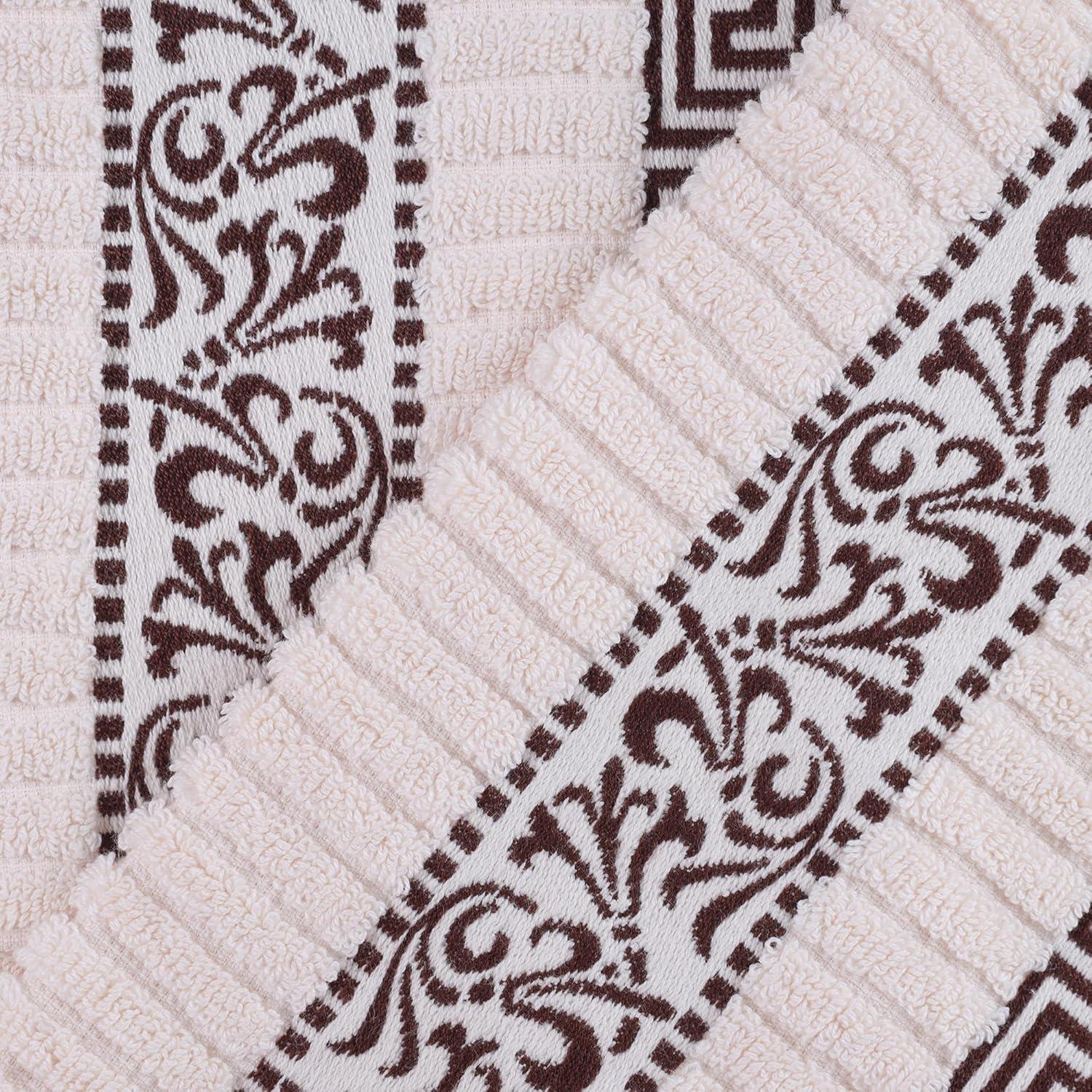 imageSuperior 6Piece Cotton Towel Set Decorative Greek Pattern Home Essentials Absorbent Towels Bathroom Decor Spa Resort Includes 2 Hand 2 Face and 2 Bath Towels Athens Collection GreyIvorychocolate