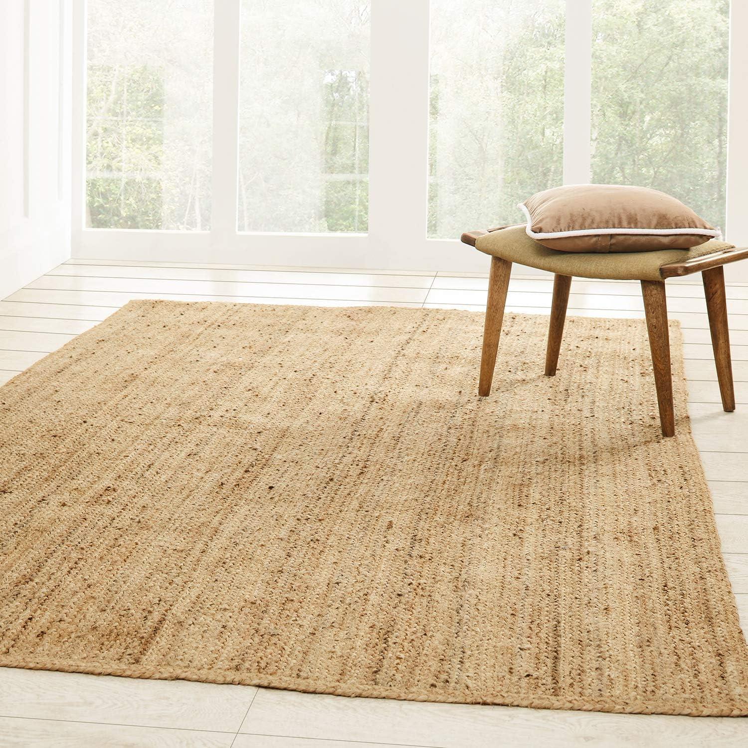 imageSuperior Braided Jute Indoor Outdoor Area Rug Jute Floor Decor for Patio Pool Deck Living Room Dining Room Bedroom Office Dorm Kitchen Entry Modern Farmhouse Rugs 5 x 8 Natural TanNatural Tan  Z