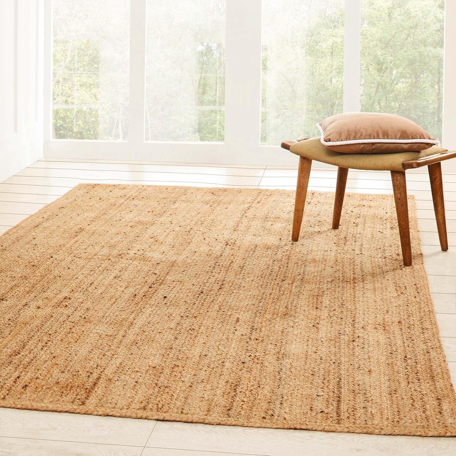 imageSuperior Braided Jute Indoor Outdoor Area Rug Jute Floor Decor for Patio Pool Deck Living Room Dining Room Bedroom Office Dorm Kitchen Entry Modern Farmhouse Rugs 5 x 8 Natural TanNatural Tan  Z