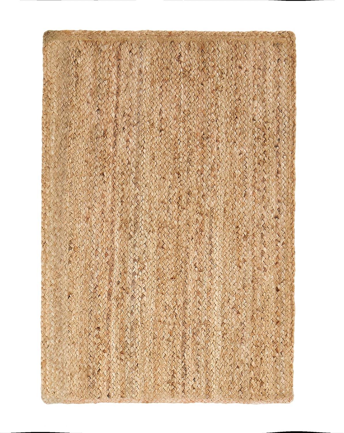 imageSuperior Braided Jute Indoor Outdoor Area Rug Jute Floor Decor for Patio Pool Deck Living Room Dining Room Bedroom Office Dorm Kitchen Entry Modern Farmhouse Rugs 5 x 8 Natural TanNatural Tan  Z