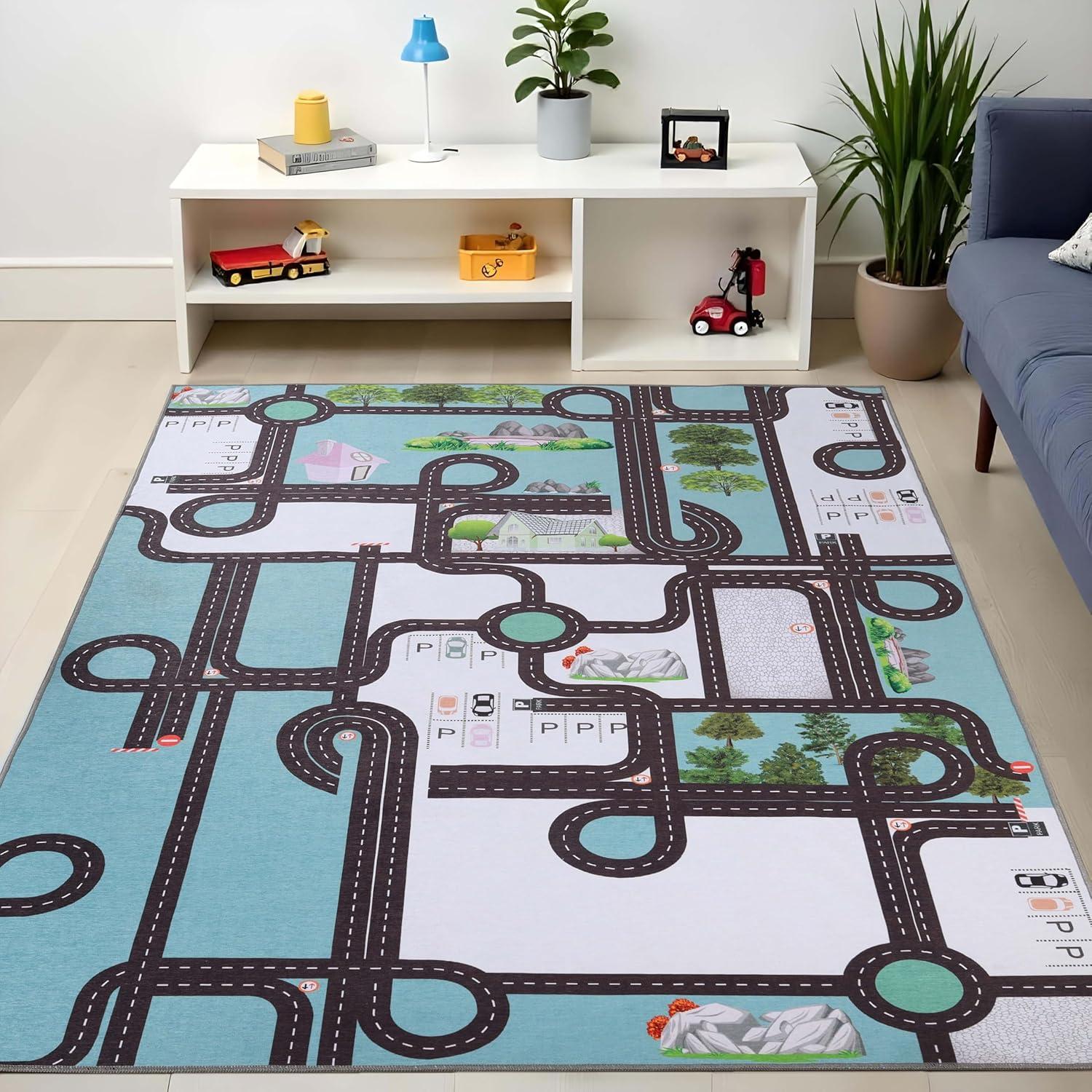 imageSuperior Butterfly Burst NonSlip Indoor Rug for Kids Toddlers ampamp Babies Washable Perfect for Playroom Kids Room Nursery or Bedroom Colorful Butterfly Swirls and Stars 5 x 7 6quot ApricotAqua