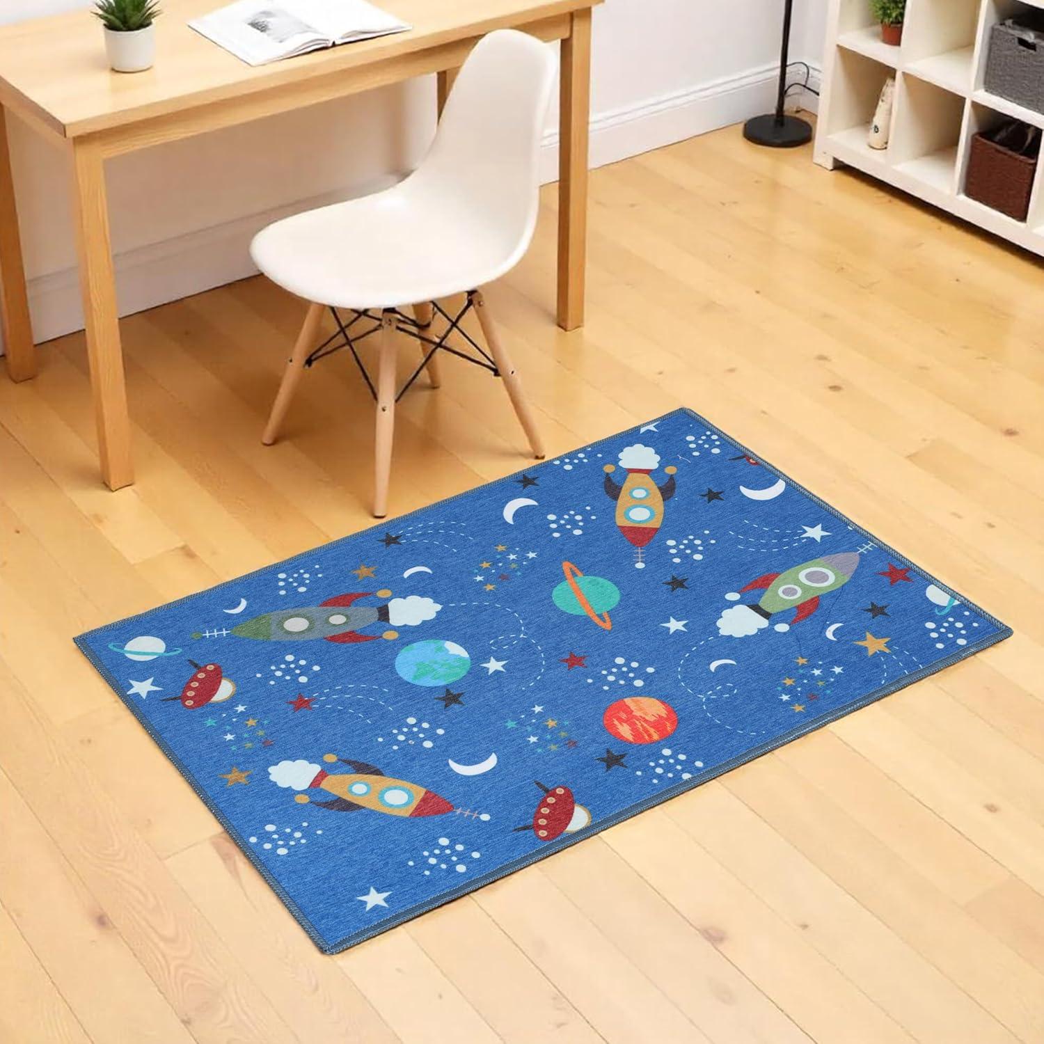 imageSuperior Butterfly Burst NonSlip Indoor Rug for Kids Toddlers ampamp Babies Washable Perfect for Playroom Kids Room Nursery or Bedroom Colorful Butterfly Swirls and Stars 5 x 7 6quot ApricotRedmulticolor