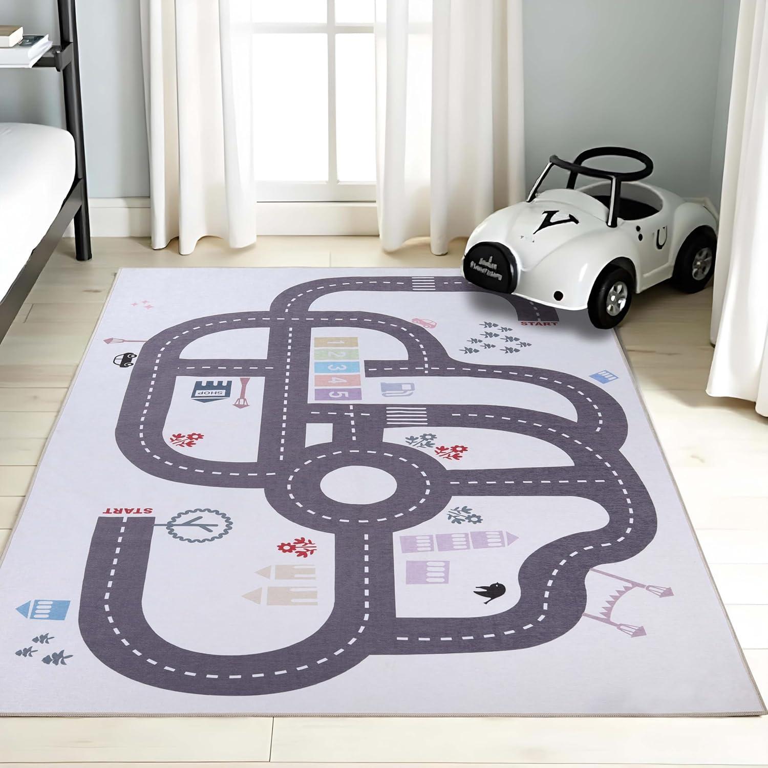 imageSuperior Butterfly Burst NonSlip Indoor Rug for Kids Toddlers ampamp Babies Washable Perfect for Playroom Kids Room Nursery or Bedroom Colorful Butterfly Swirls and Stars 5 x 7 6quot ApricotPath  Ivory