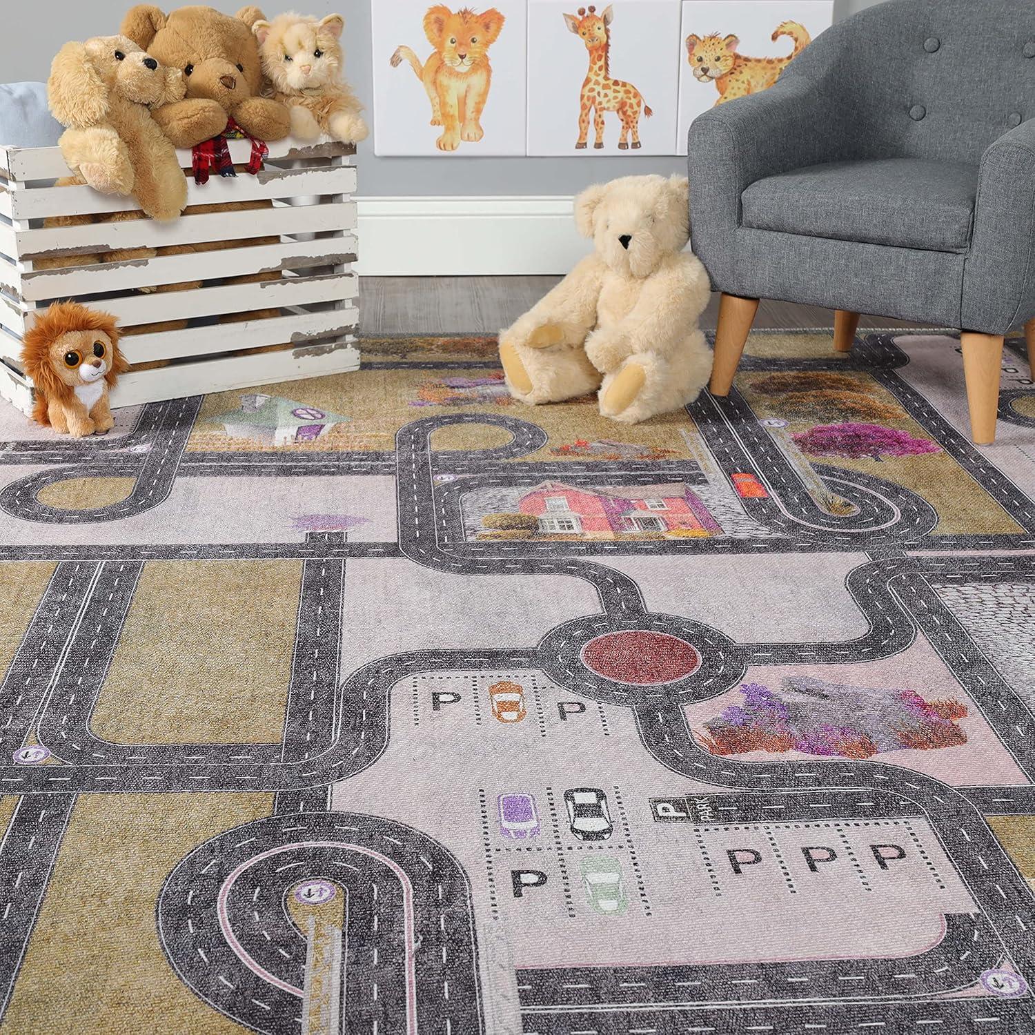 imageSuperior Butterfly Burst NonSlip Indoor Rug for Kids Toddlers ampamp Babies Washable Perfect for Playroom Kids Room Nursery or Bedroom Colorful Butterfly Swirls and Stars 5 x 7 6quot ApricotAqua