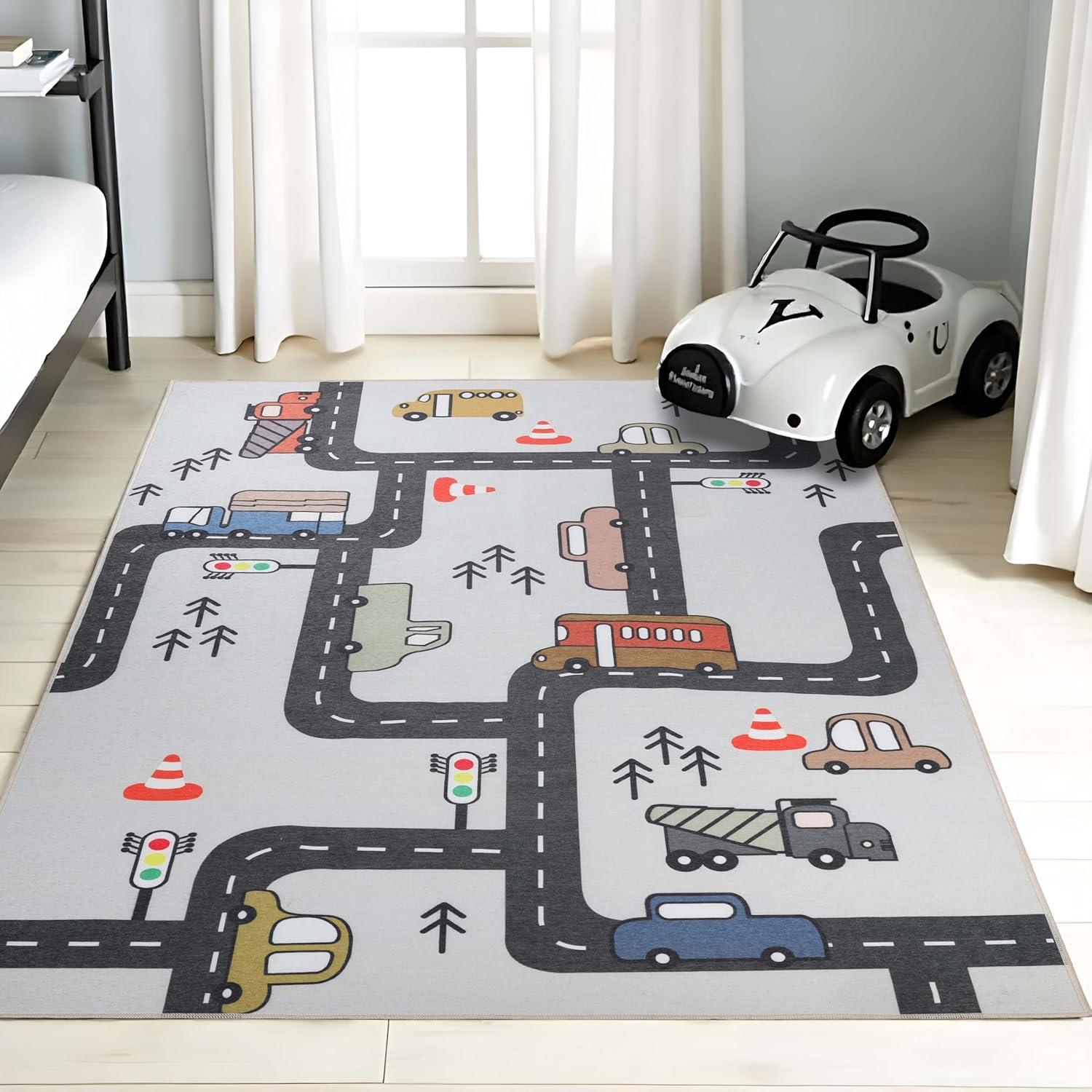 imageSuperior Butterfly Burst NonSlip Indoor Rug for Kids Toddlers ampamp Babies Washable Perfect for Playroom Kids Room Nursery or Bedroom Colorful Butterfly Swirls and Stars 5 x 7 6quot ApricotBeige Multicolor