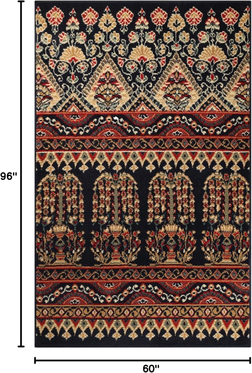 imageSuperior Contemporary Eclectic Geometric Abstract Floral PowerLoomed Indoor Area Rug 5 Round BlackMulticolor