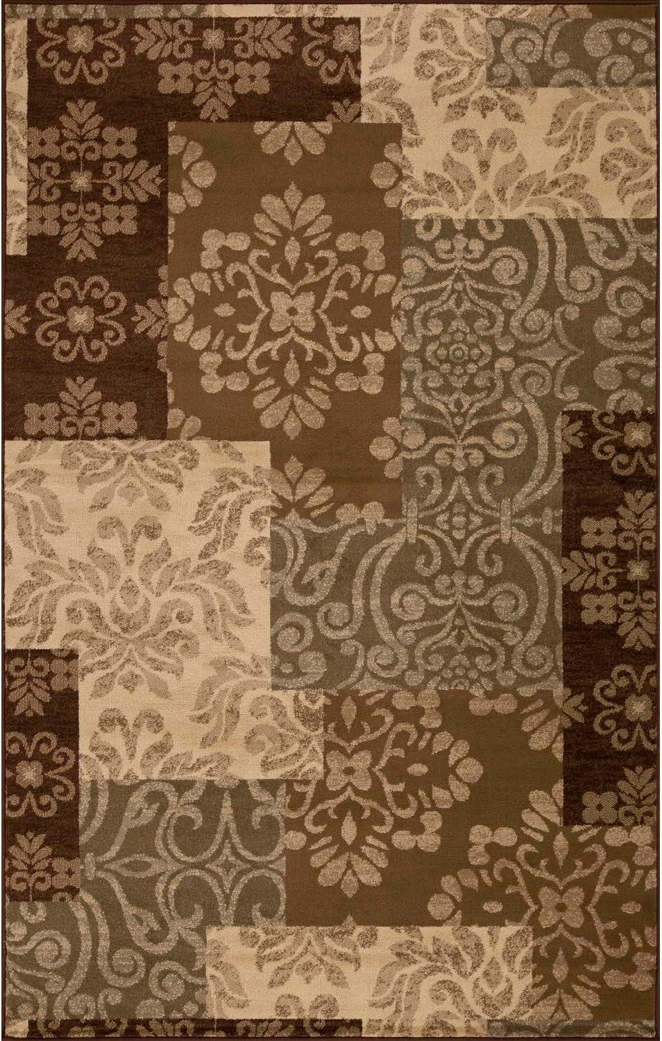 imageSuperior Indoor Area Rug Jute Backing Modern Farmhouse Floral Color Block Ideal for Entryway Living Room Kitchen Bedroom Hallway Floor Cover Rockhill Collection 5 x 8 BeigeRockhill  Beige