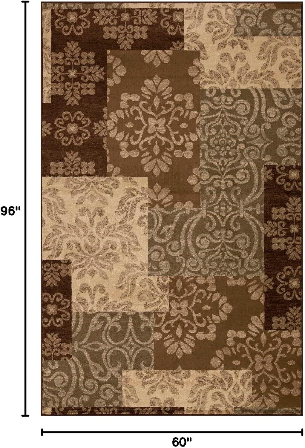 imageSuperior Indoor Area Rug Jute Backing Modern Farmhouse Floral Color Block Ideal for Entryway Living Room Kitchen Bedroom Hallway Floor Cover Rockhill Collection 5 x 8 BeigeBeige