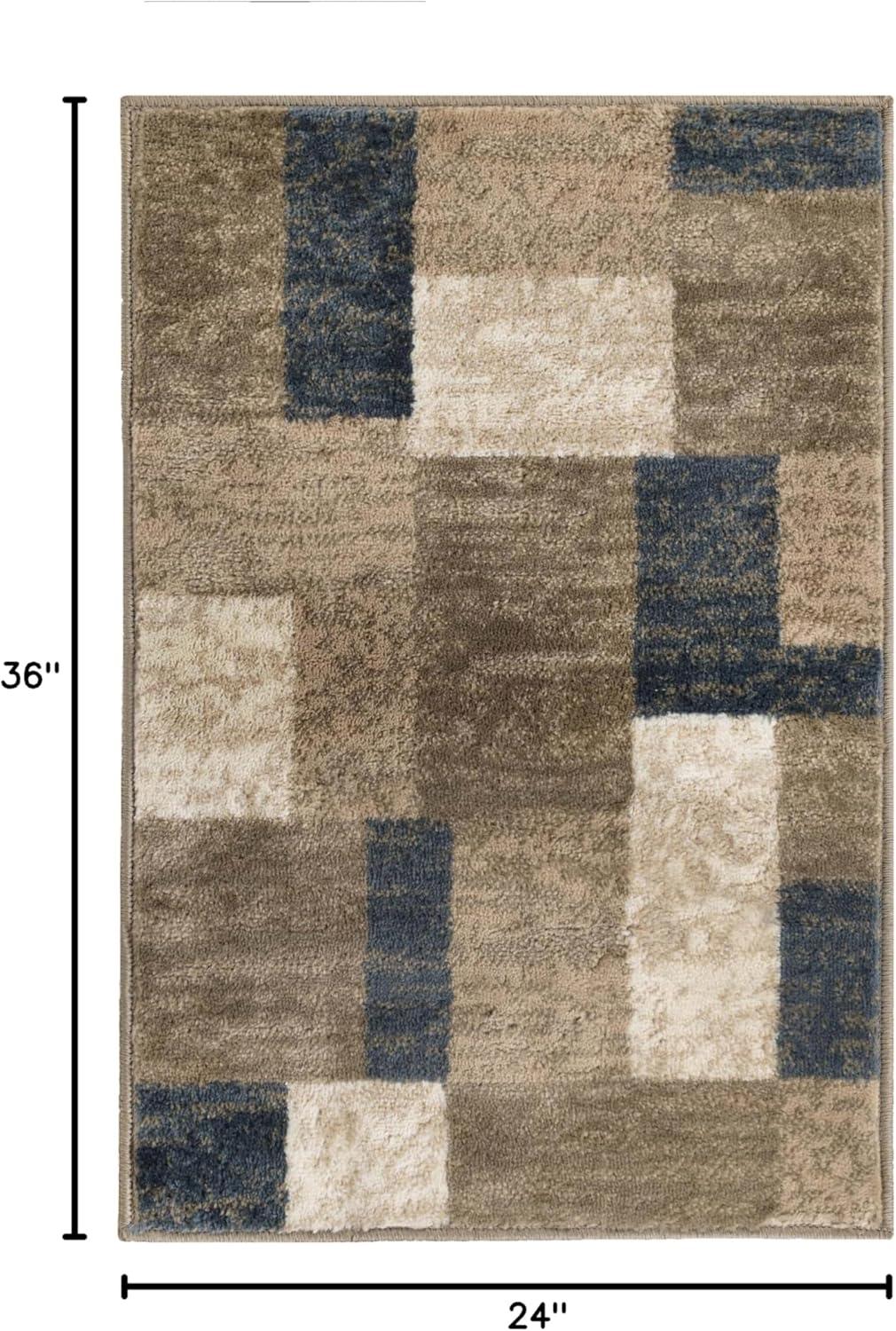 imageSuperior Indoor Area Rug Jute Backing Modern Plush Rugs for Entryway Kitchen Floors Office Floor Cover Color Block Rugs Clifton Collection 4 x 6 BeigeBlueBeigeblue
