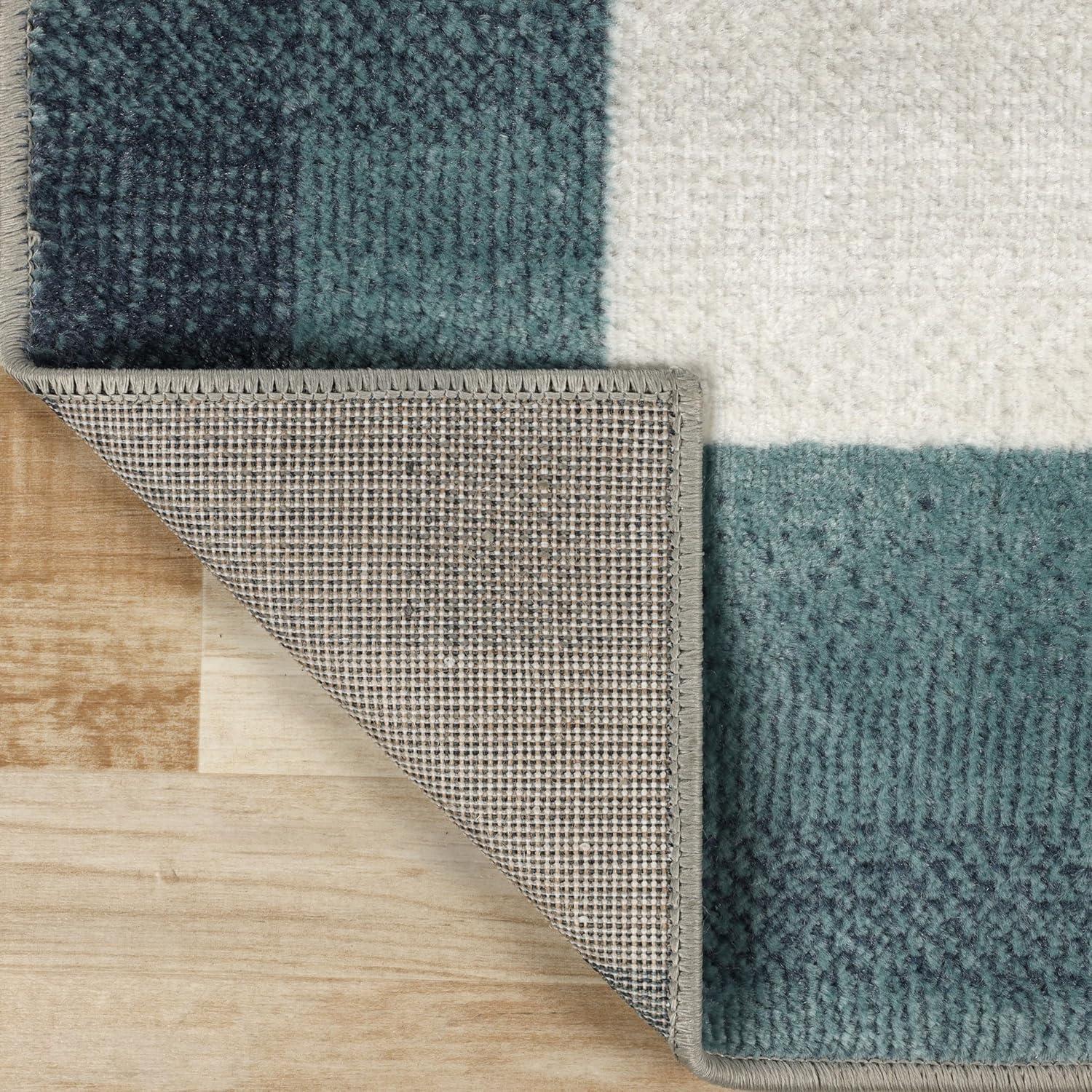 imageSuperior Indoor Area Rug Jute Backing Modern Plush Rugs for Entryway Kitchen Floors Office Floor Cover Color Block Rugs Clifton Collection 4 x 6 BeigeBlueRivulet  Z