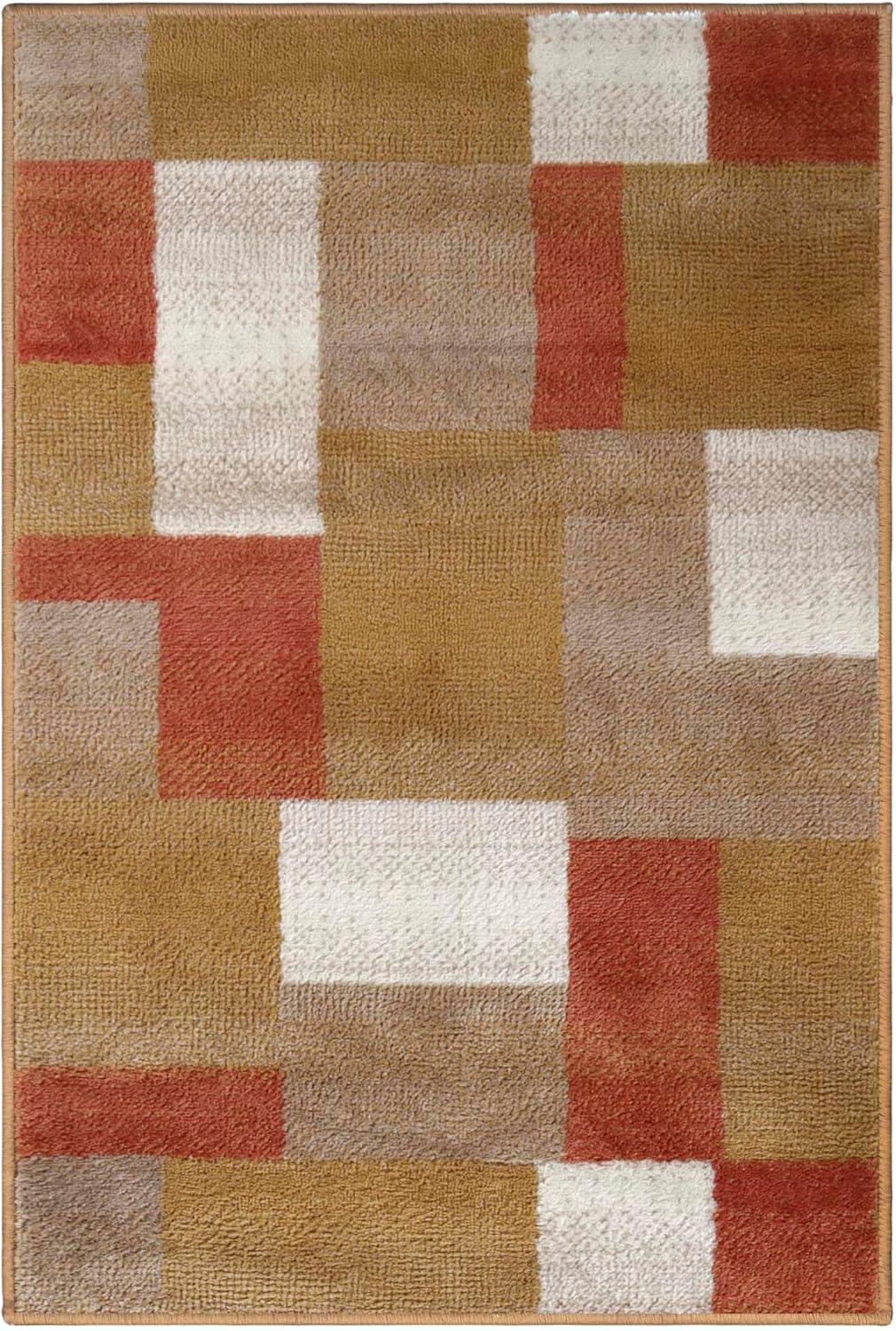 imageSuperior Indoor Area Rug Jute Backing Modern Plush Rugs for Entryway Kitchen Floors Office Floor Cover Color Block Rugs Clifton Collection 4 x 6 BeigeBlueGinger