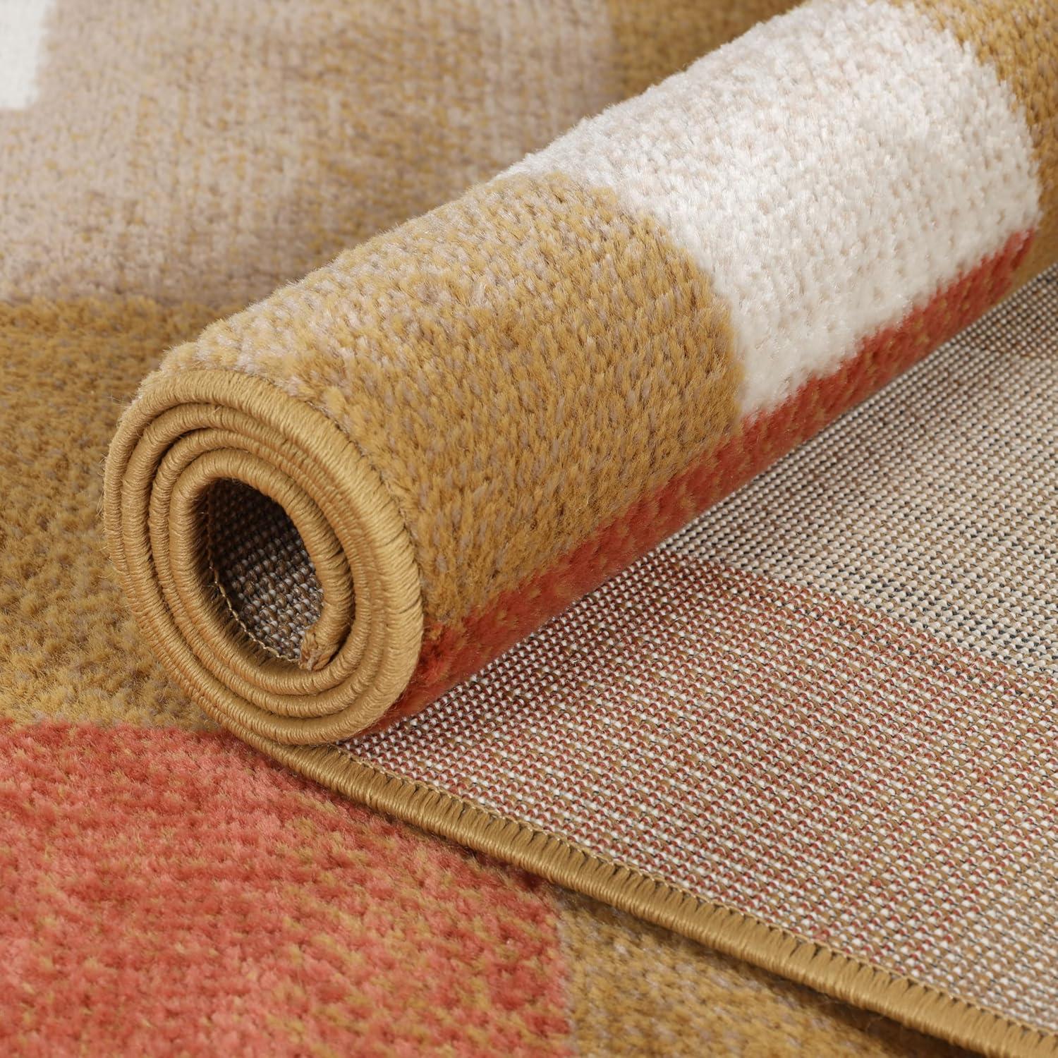 imageSuperior Indoor Area Rug Jute Backing Modern Plush Rugs for Entryway Kitchen Floors Office Floor Cover Color Block Rugs Clifton Collection 4 x 6 BeigeBlueGinger