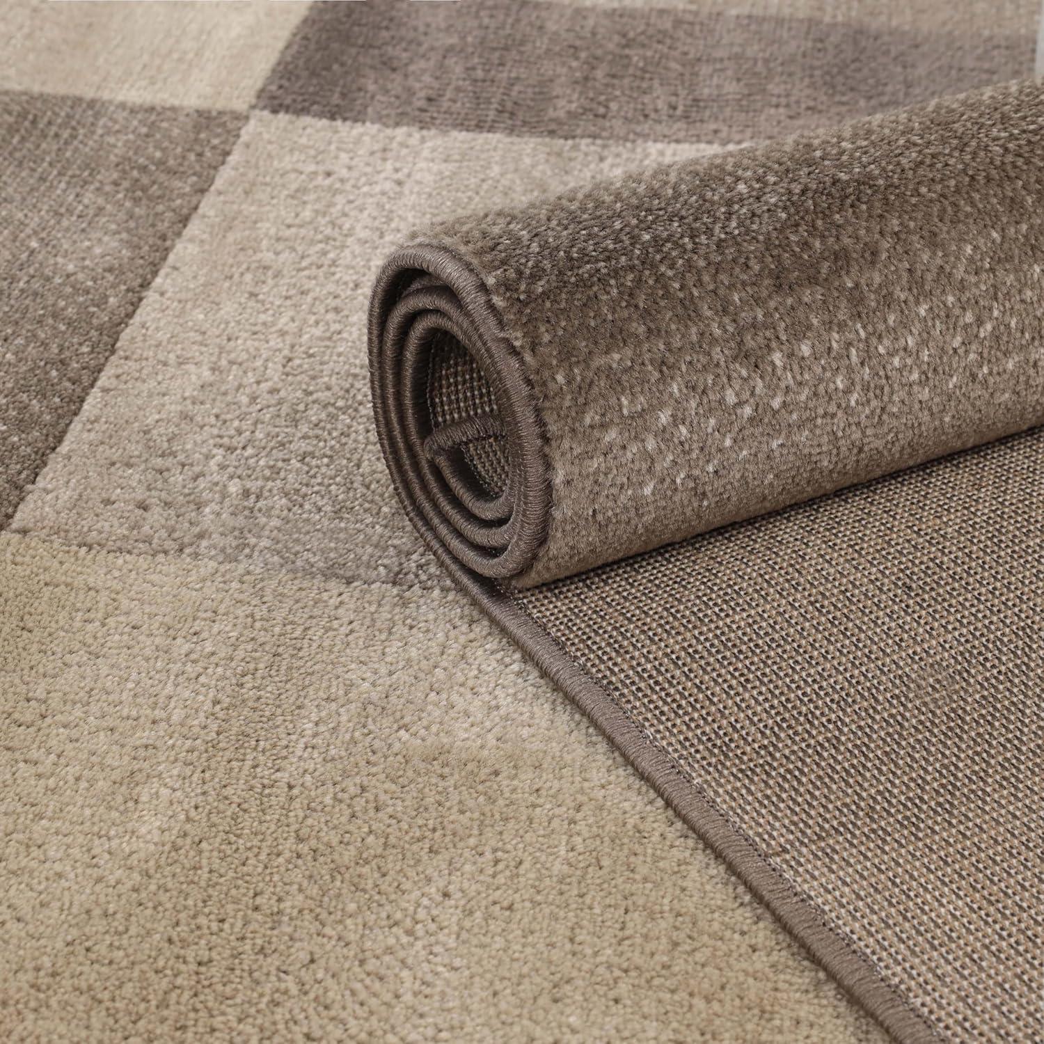 imageSuperior Indoor Area Rug Jute Backing Modern Plush Rugs for Entryway Kitchen Floors Office Floor Cover Color Block Rugs Clifton Collection 4 x 6 BeigeBlueBeige