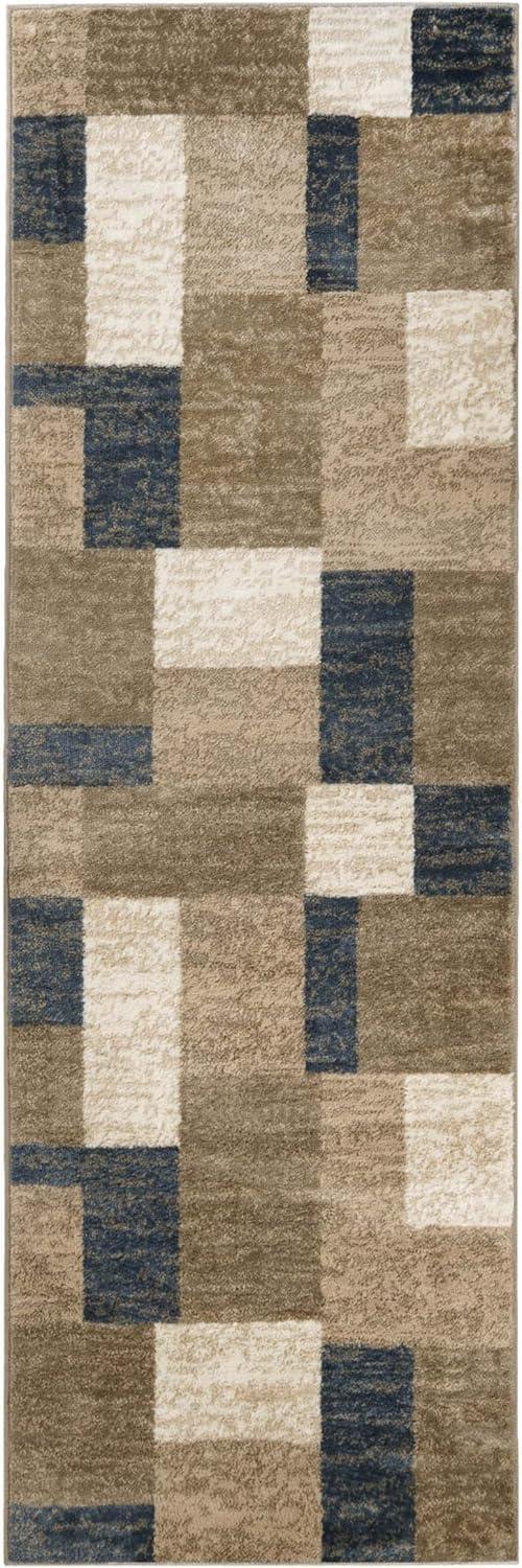 imageSuperior Indoor Area Rug Jute Backing Modern Plush Rugs for Entryway Kitchen Floors Office Floor Cover Color Block Rugs Clifton Collection 4 x 6 BeigeBlueBeige