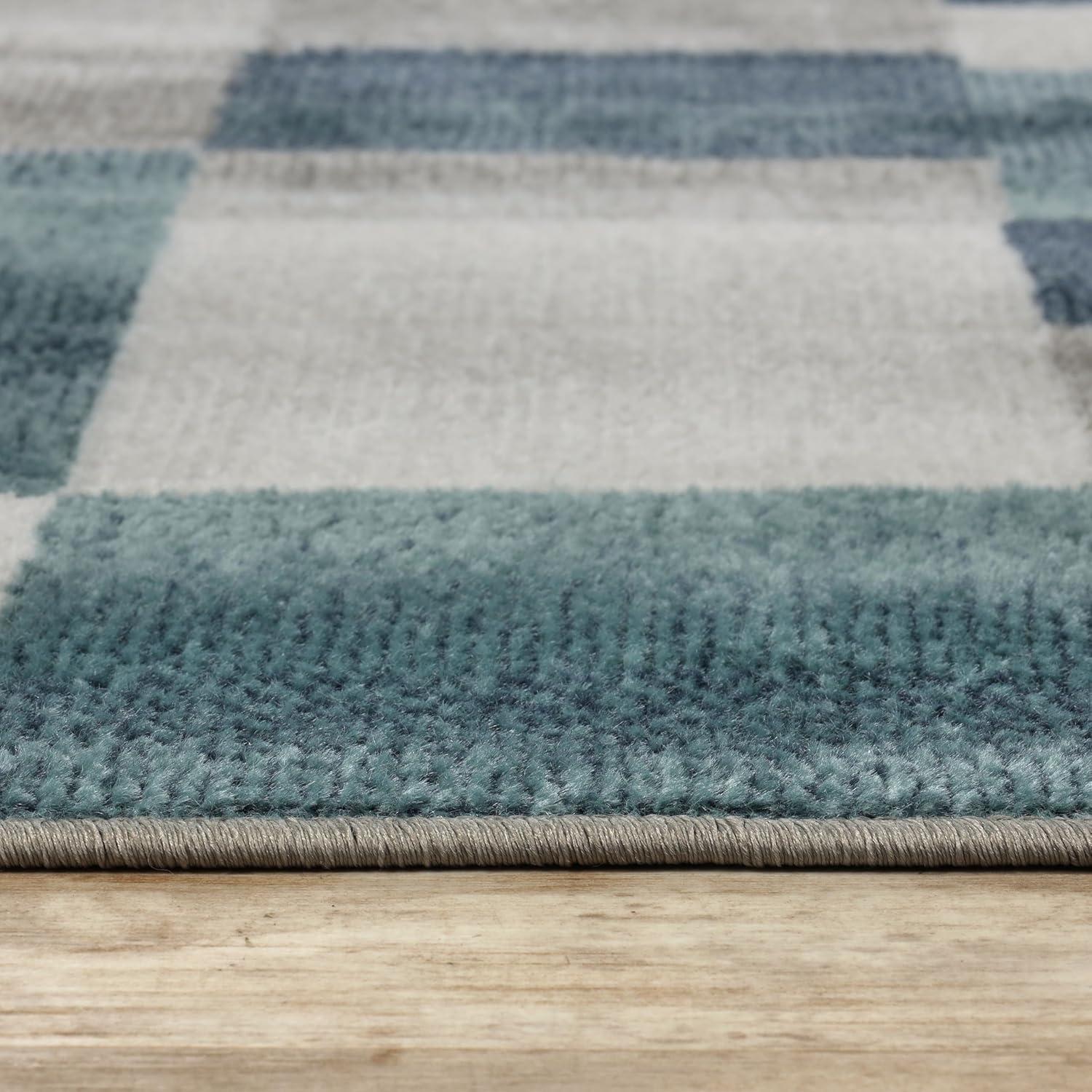 imageSuperior Indoor Area Rug Jute Backing Modern Plush Rugs for Entryway Kitchen Floors Office Floor Cover Color Block Rugs Clifton Collection 4 x 6 BeigeBlueRivulet  Z