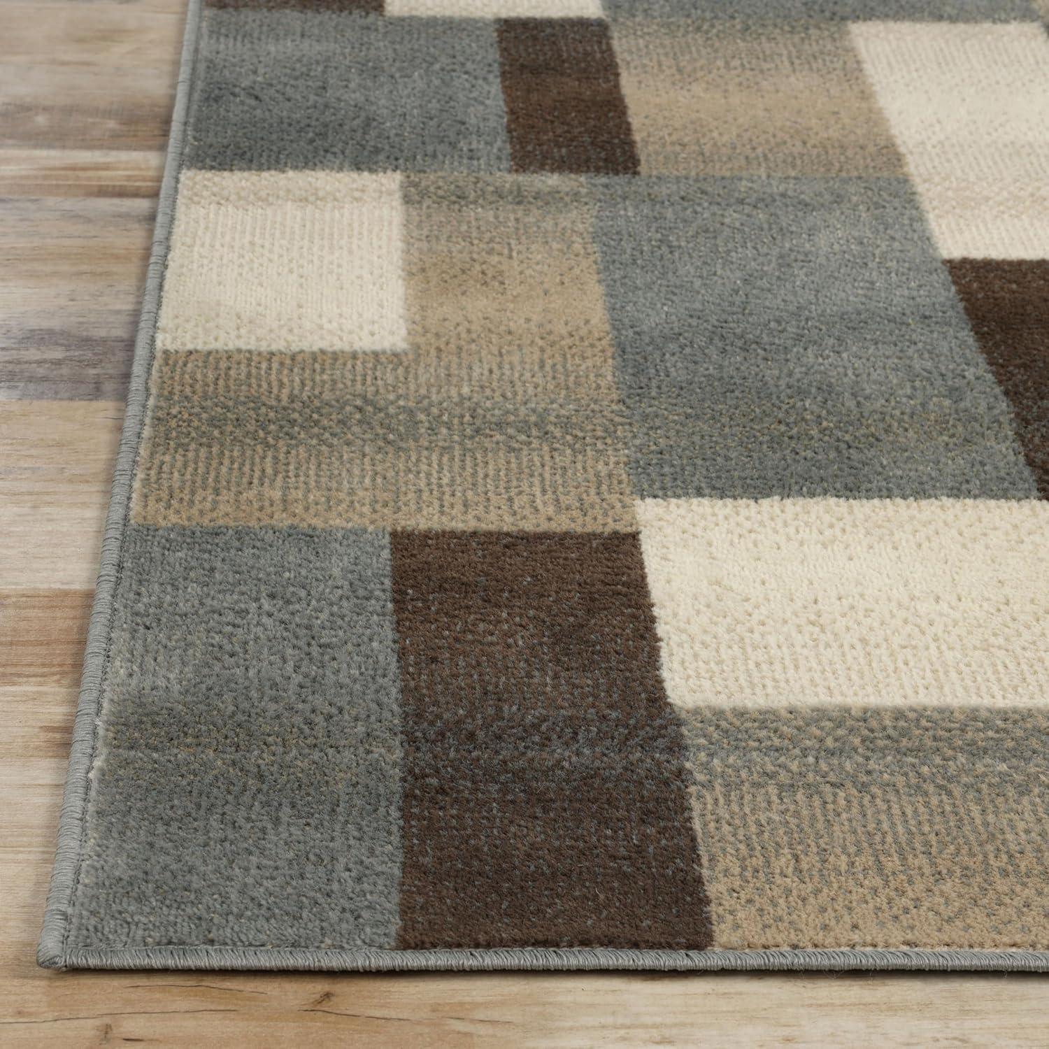 imageSuperior Indoor Area Rug Jute Backing Modern Plush Rugs for Entryway Kitchen Floors Office Floor Cover Color Block Rugs Clifton Collection 4 x 6 BeigeBlueGrey