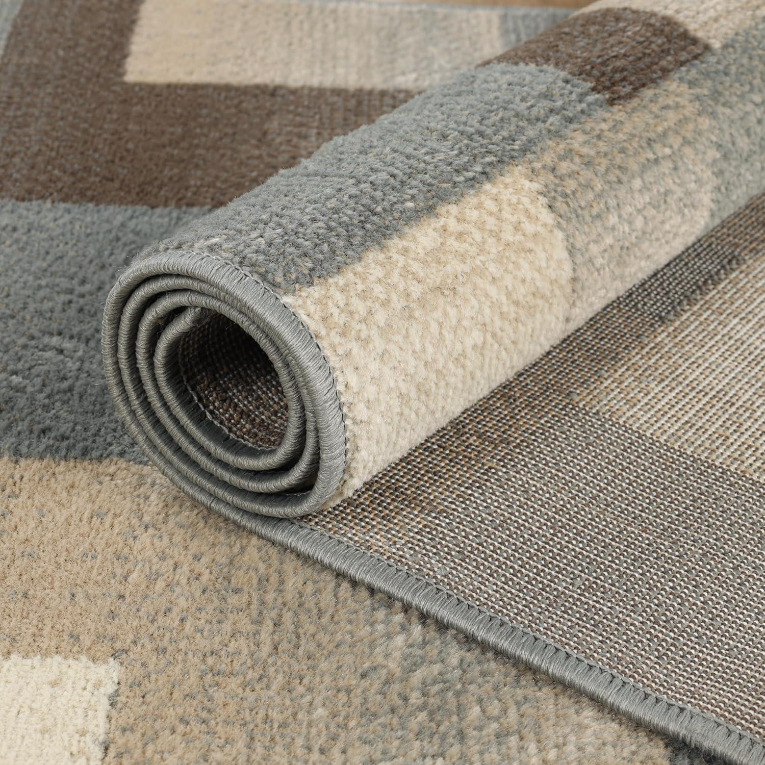imageSuperior Indoor Area Rug Jute Backing Modern Plush Rugs for Entryway Kitchen Floors Office Floor Cover Color Block Rugs Clifton Collection 4 x 6 BeigeBlueGrey