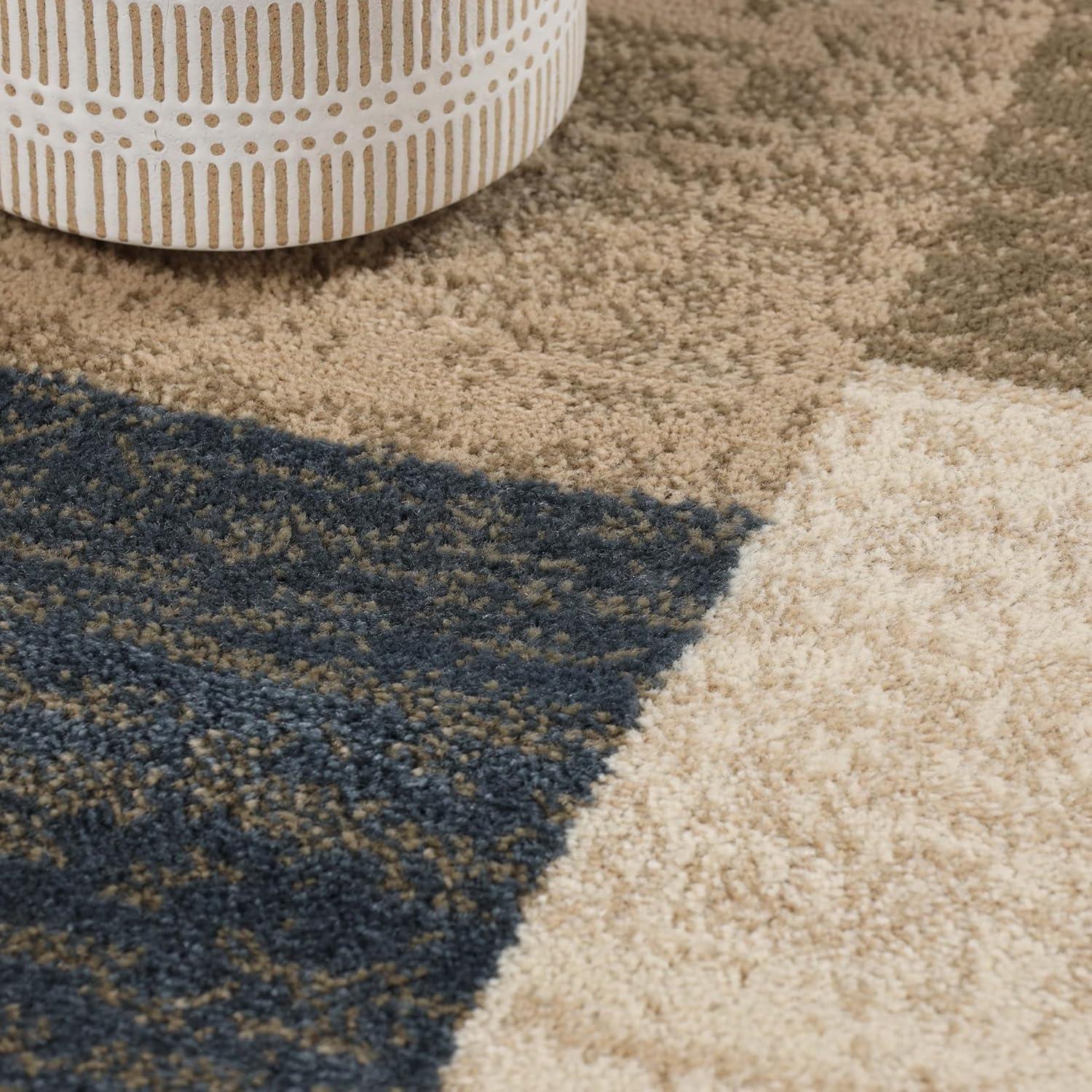 imageSuperior Indoor Area Rug Jute Backing Modern Plush Rugs for Entryway Kitchen Floors Office Floor Cover Color Block Rugs Clifton Collection 4 x 6 BeigeBlueBeigeblue  Z