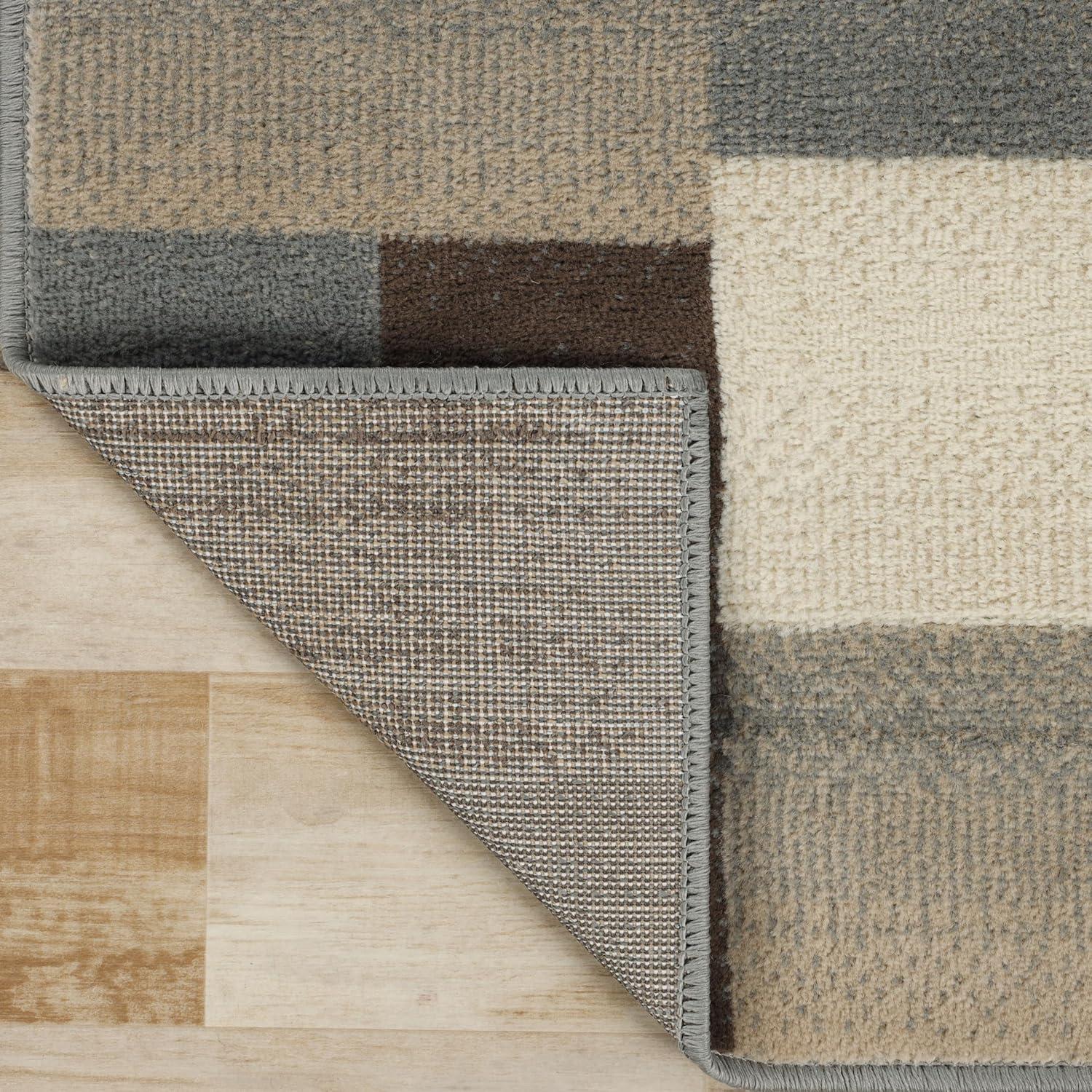 imageSuperior Indoor Area Rug Jute Backing Modern Plush Rugs for Entryway Kitchen Floors Office Floor Cover Color Block Rugs Clifton Collection 4 x 6 BeigeBlueGrey