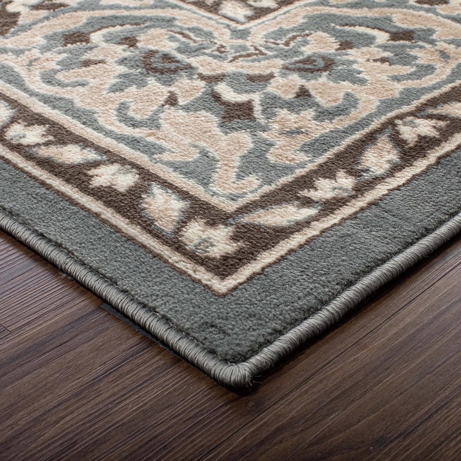 imageSuperior Indoor Area Rug Jute Backing Rugs for Entryway Dining Kitchen Bedroom Floors Traditional Floor Decor Oriental Medallion Indoor Rug Glendale Collection 2 x 3 BrownGrey
