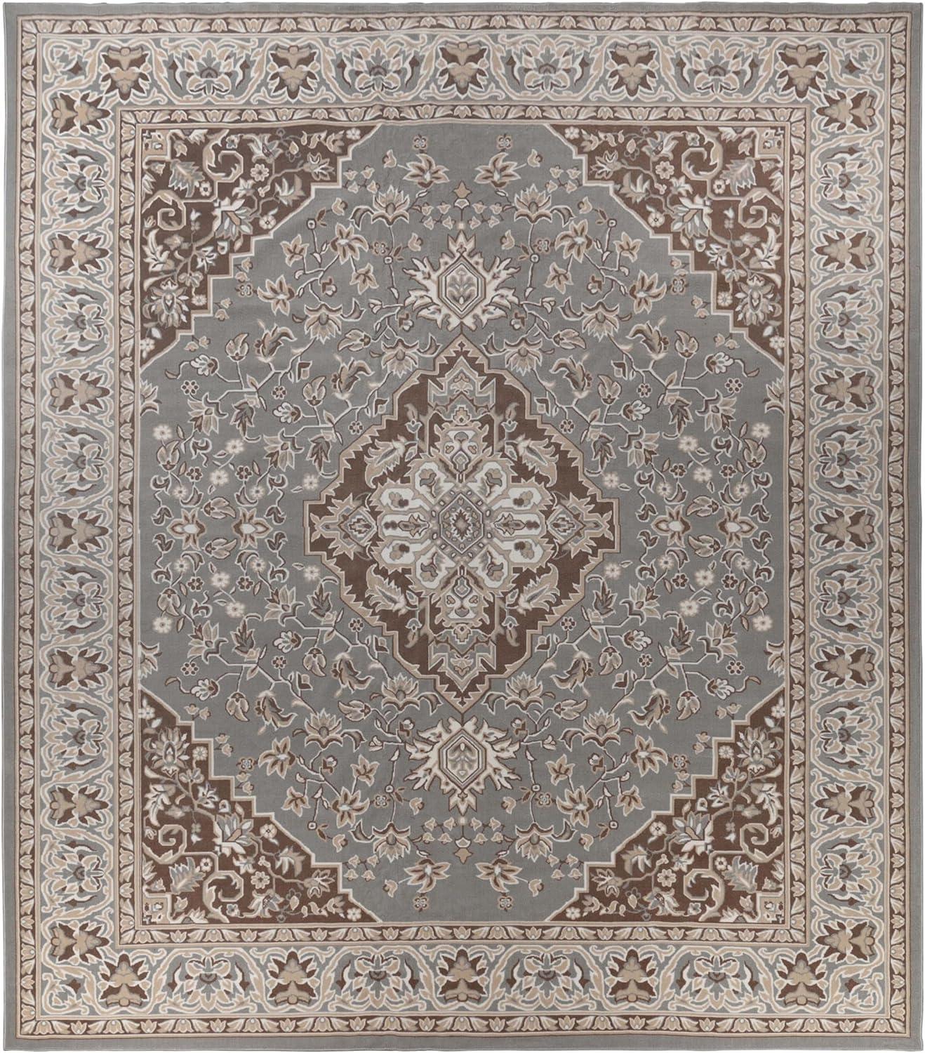 imageSuperior Indoor Area Rug Jute Backing Rugs for Entryway Dining Kitchen Bedroom Floors Traditional Floor Decor Oriental Medallion Indoor Rug Glendale Collection 2 x 3 BrownGrey