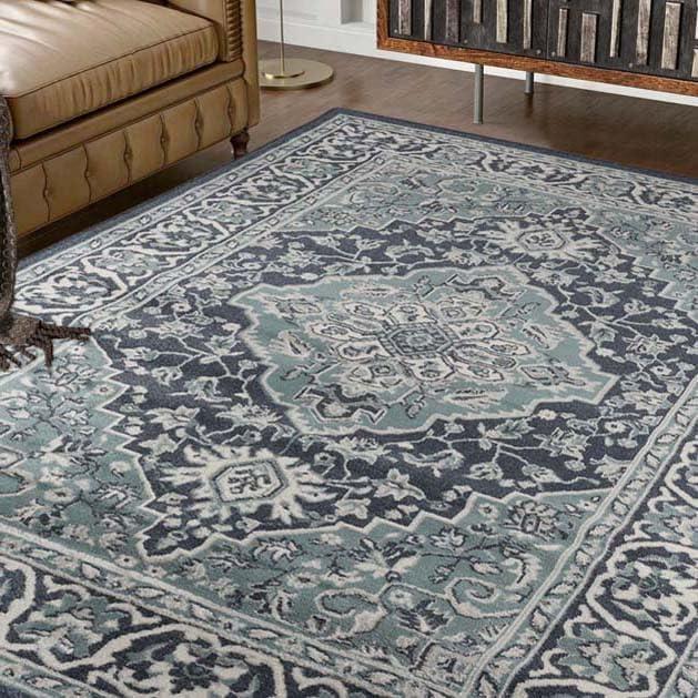 imageSuperior Indoor Area Rug Jute Backing Rugs for Entryway Dining Kitchen Bedroom Floors Traditional Floor Decor Oriental Medallion Indoor Rug Glendale Collection 2 x 3 BrownDeep Royal