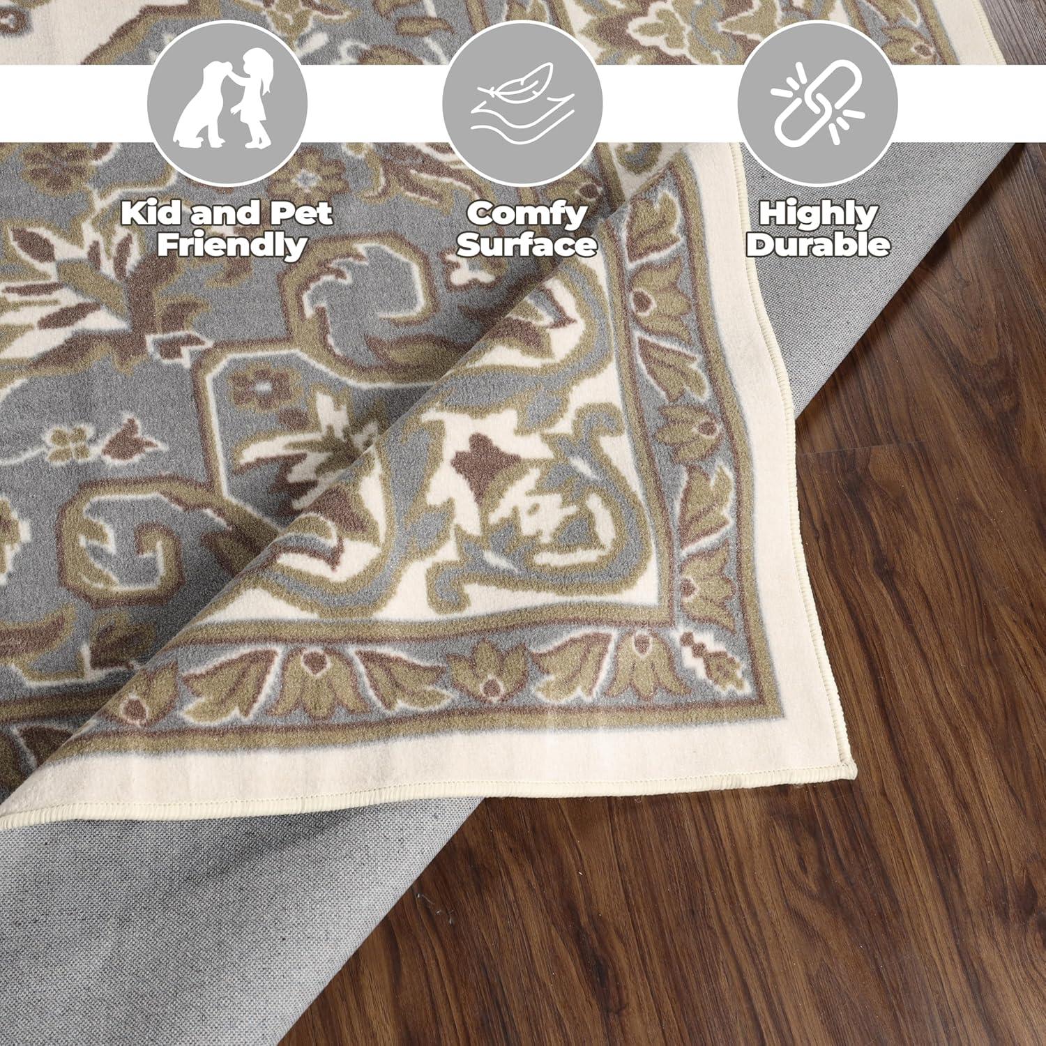 imageSuperior Indoor Area Rug Jute Backing Rugs for Entryway Dining Kitchen Bedroom Floors Traditional Floor Decor Oriental Medallion Indoor Rug Glendale Collection 2 x 3 BrownGreen