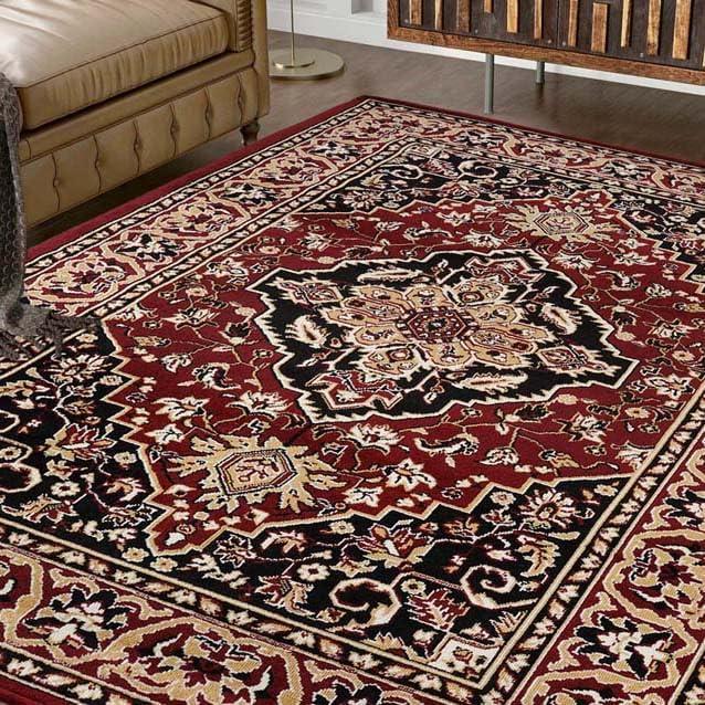 imageSuperior Indoor Area Rug Jute Backing Rugs for Entryway Dining Kitchen Bedroom Floors Traditional Floor Decor Oriental Medallion Indoor Rug Glendale Collection 2 x 3 BrownRed