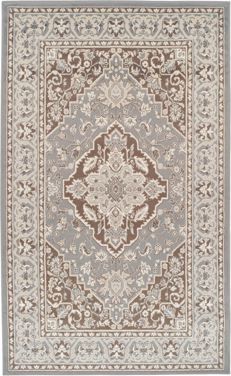 imageSuperior Indoor Area Rug Jute Backing Rugs for Entryway Dining Kitchen Bedroom Floors Traditional Floor Decor Oriental Medallion Indoor Rug Glendale Collection 2 x 3 BrownGrey