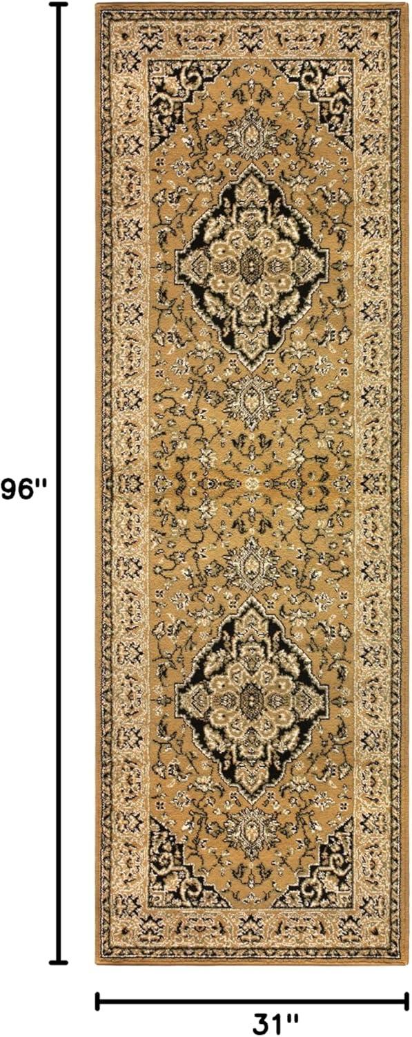 imageSuperior Indoor Area Rug Jute Backing Rugs for Entryway Dining Kitchen Bedroom Floors Traditional Floor Decor Oriental Medallion Indoor Rug Glendale Collection 2 x 3 BrownGold