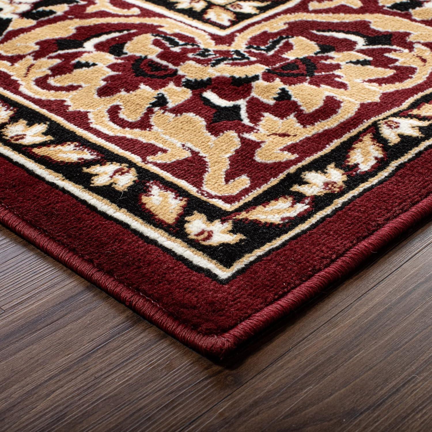 imageSuperior Indoor Area Rug Jute Backing Rugs for Entryway Dining Kitchen Bedroom Floors Traditional Floor Decor Oriental Medallion Indoor Rug Glendale Collection 2 x 3 BrownRed