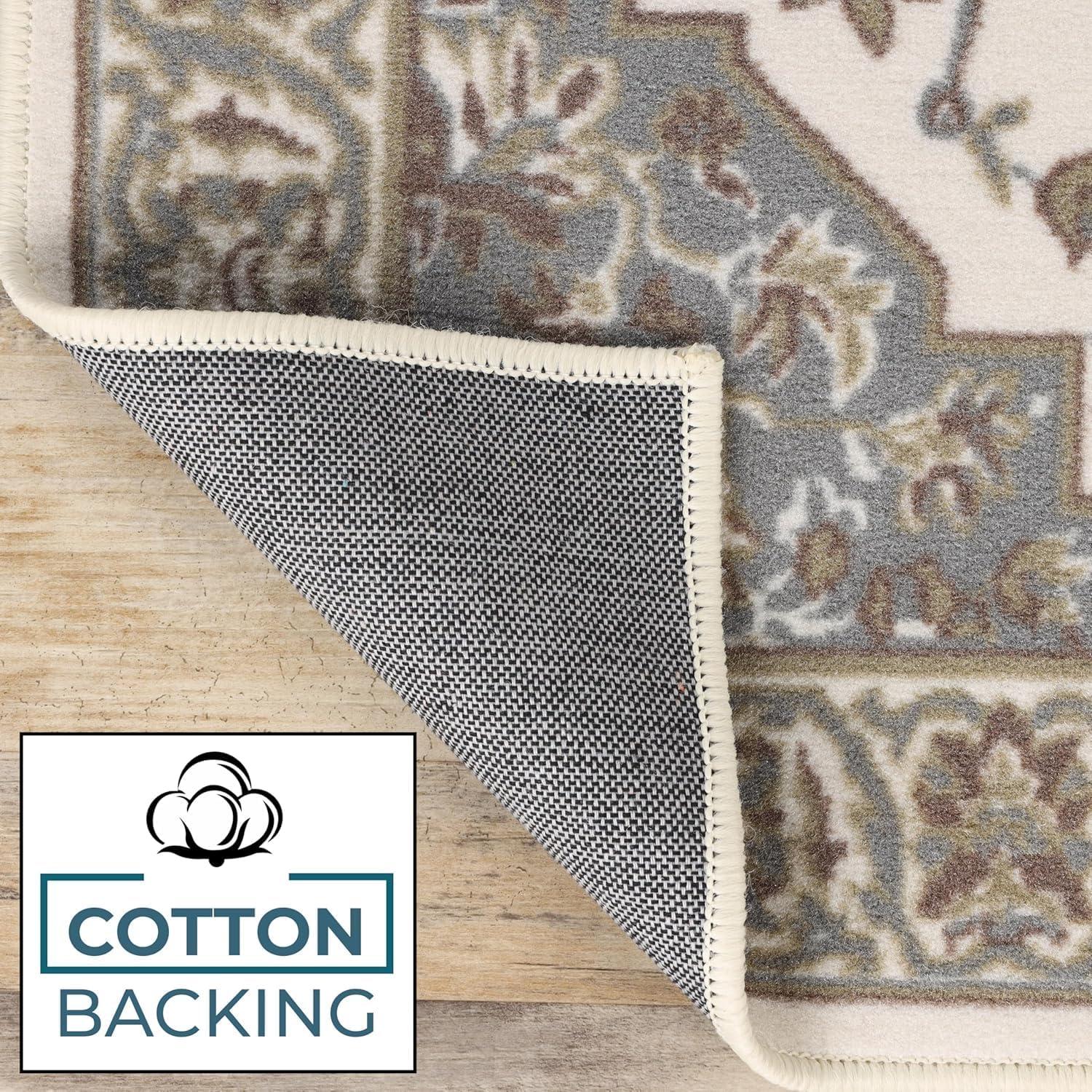 imageSuperior Indoor Area Rug Jute Backing Rugs for Entryway Dining Kitchen Bedroom Floors Traditional Floor Decor Oriental Medallion Indoor Rug Glendale Collection 2 x 3 BrownGreen