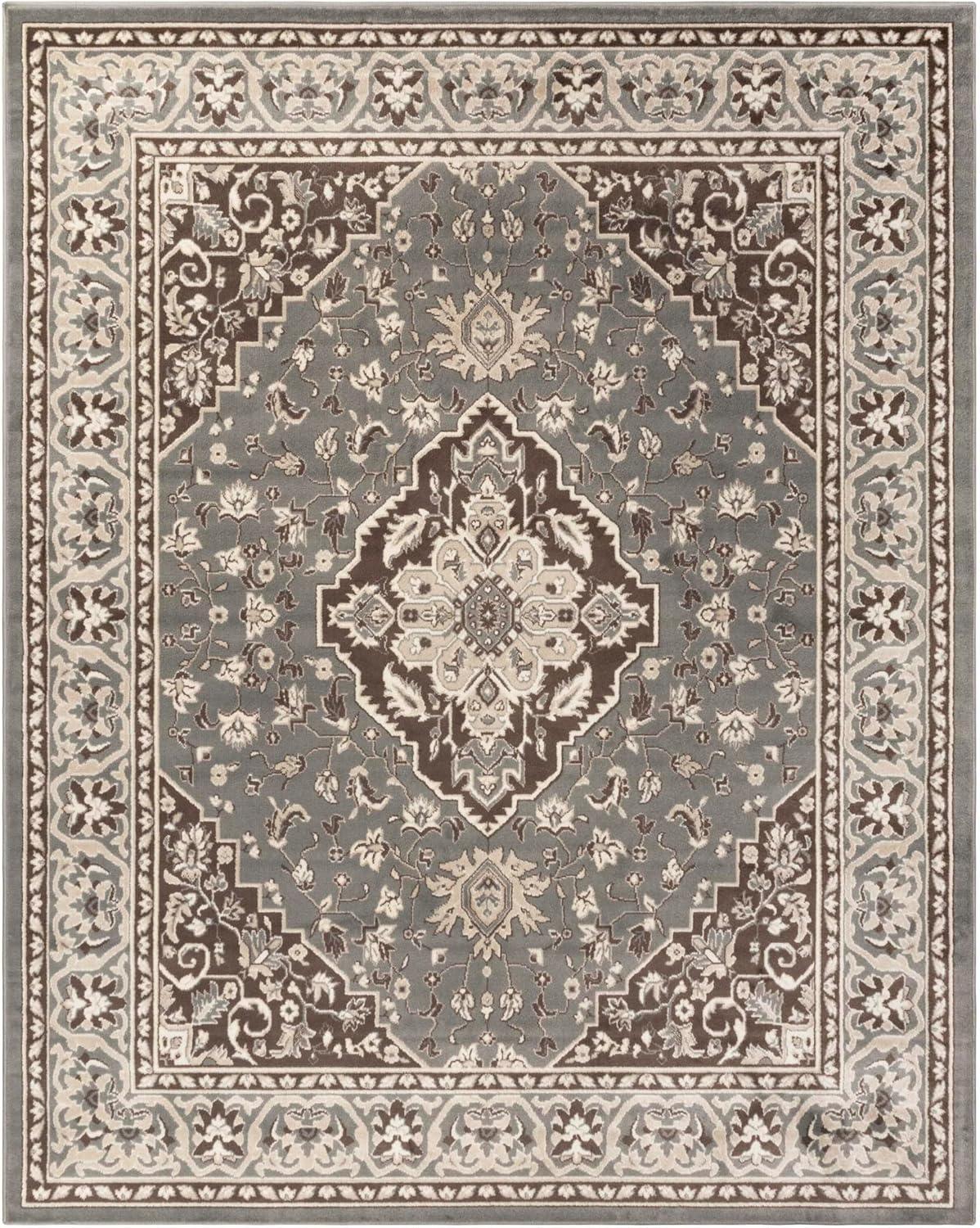 imageSuperior Indoor Area Rug Jute Backing Rugs for Entryway Dining Kitchen Bedroom Floors Traditional Floor Decor Oriental Medallion Indoor Rug Glendale Collection 2 x 3 BrownGrey