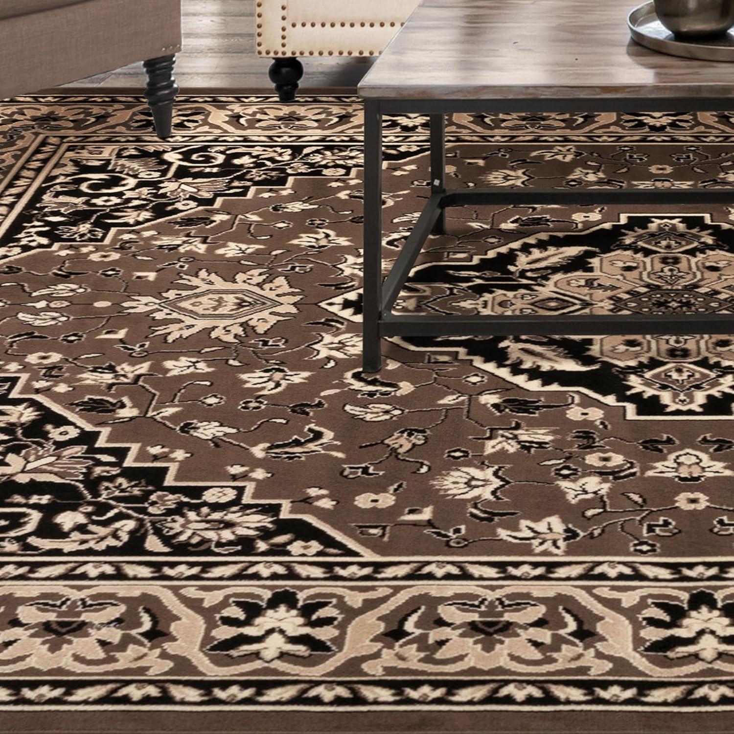 imageSuperior Indoor Area Rug Jute Backing Rugs for Entryway Dining Kitchen Bedroom Floors Traditional Floor Decor Oriental Medallion Indoor Rug Glendale Collection 2 x 3 BrownBrown