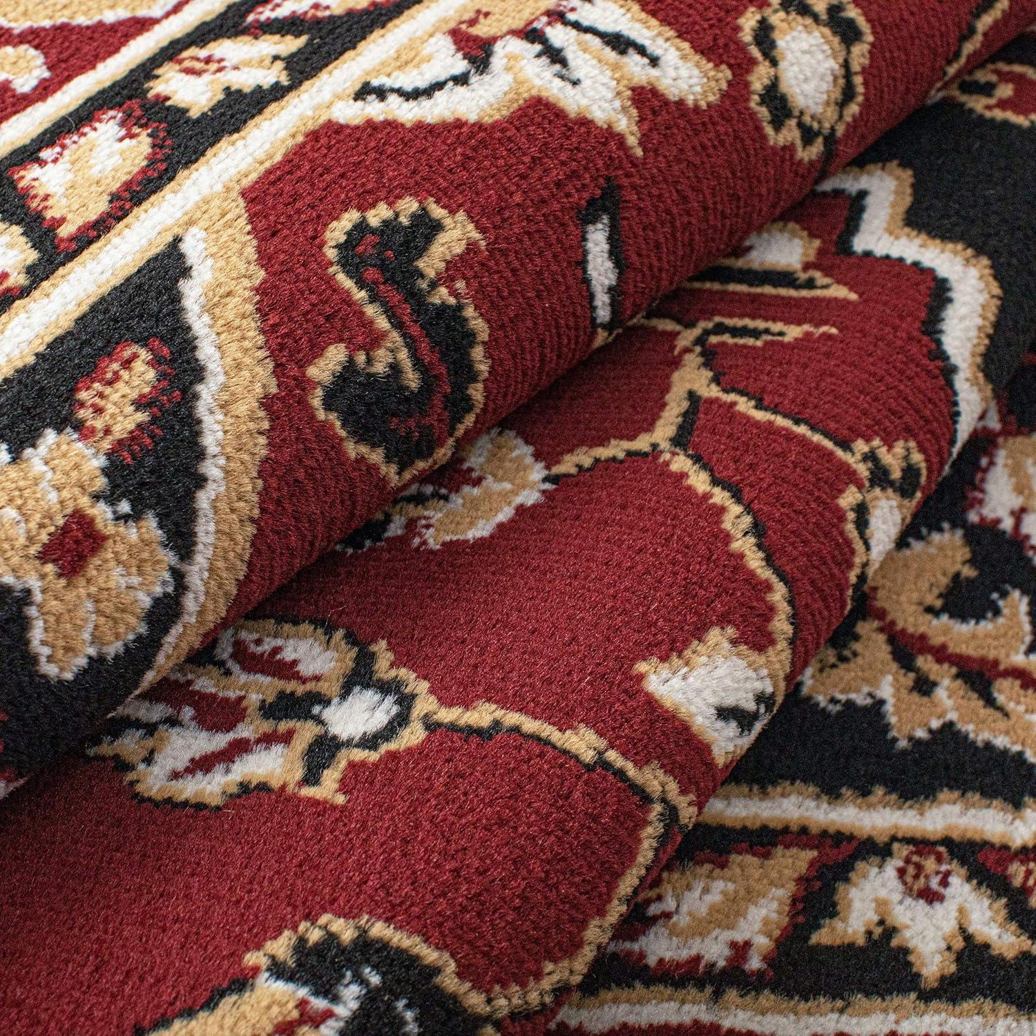imageSuperior Indoor Area Rug Jute Backing Rugs for Entryway Dining Kitchen Bedroom Floors Traditional Floor Decor Oriental Medallion Indoor Rug Glendale Collection 2 x 3 BrownRed