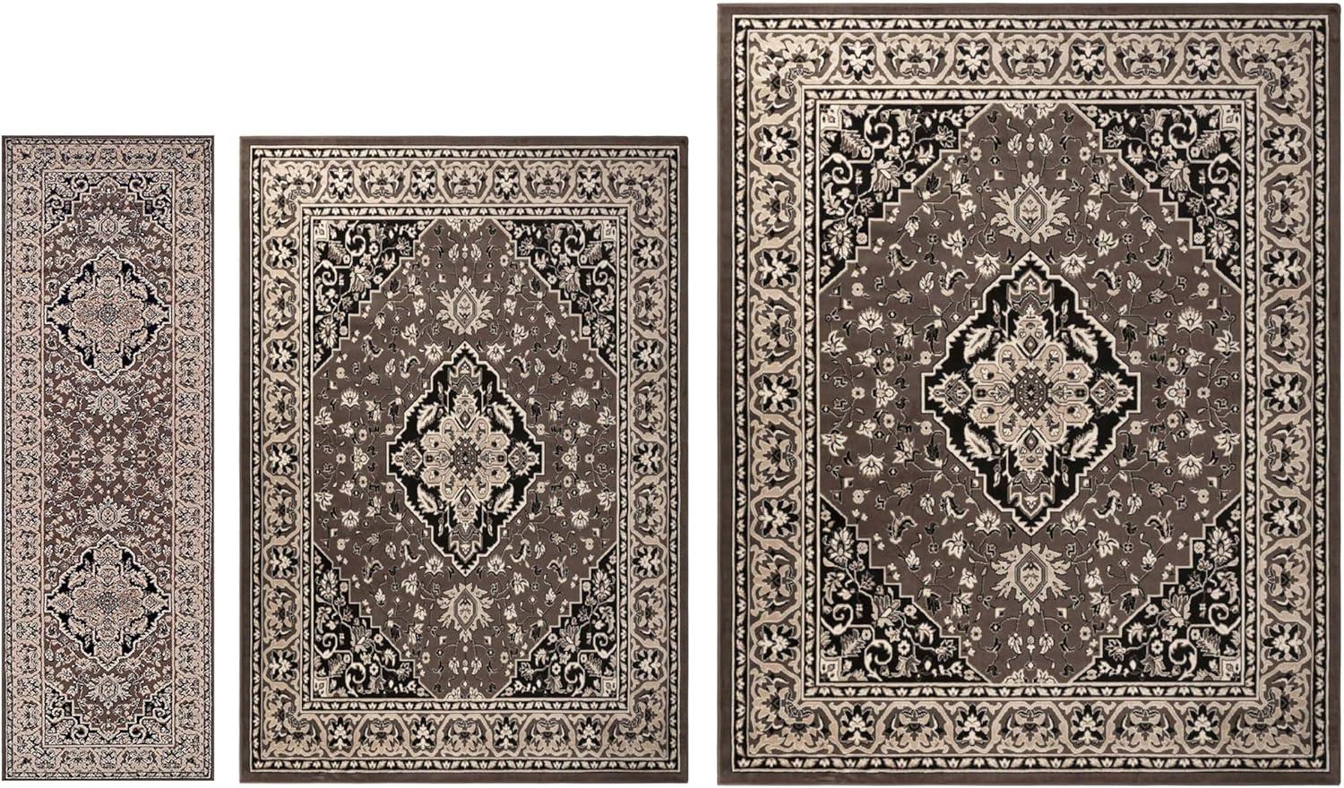 imageSuperior Indoor Area Rug Jute Backing Rugs for Entryway Dining Kitchen Bedroom Floors Traditional Floor Decor Oriental Medallion Indoor Rug Glendale Collection 2 x 3 BrownBrown